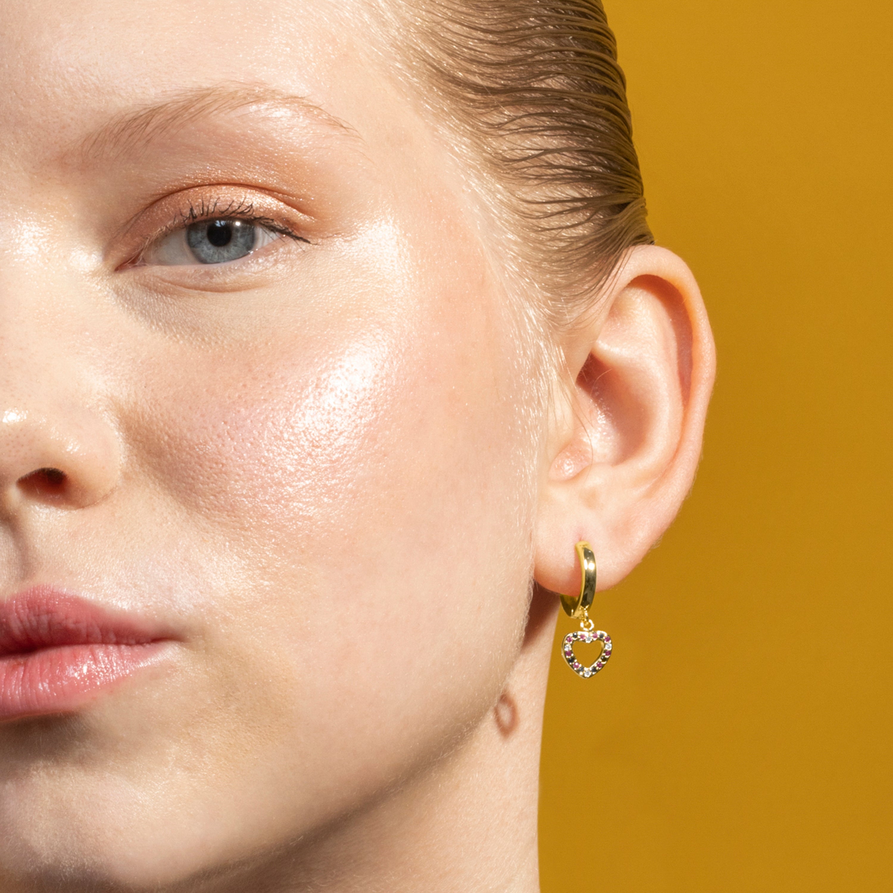 Multicolor Zirconia Earrings finished in 18K yellow gold - Becias