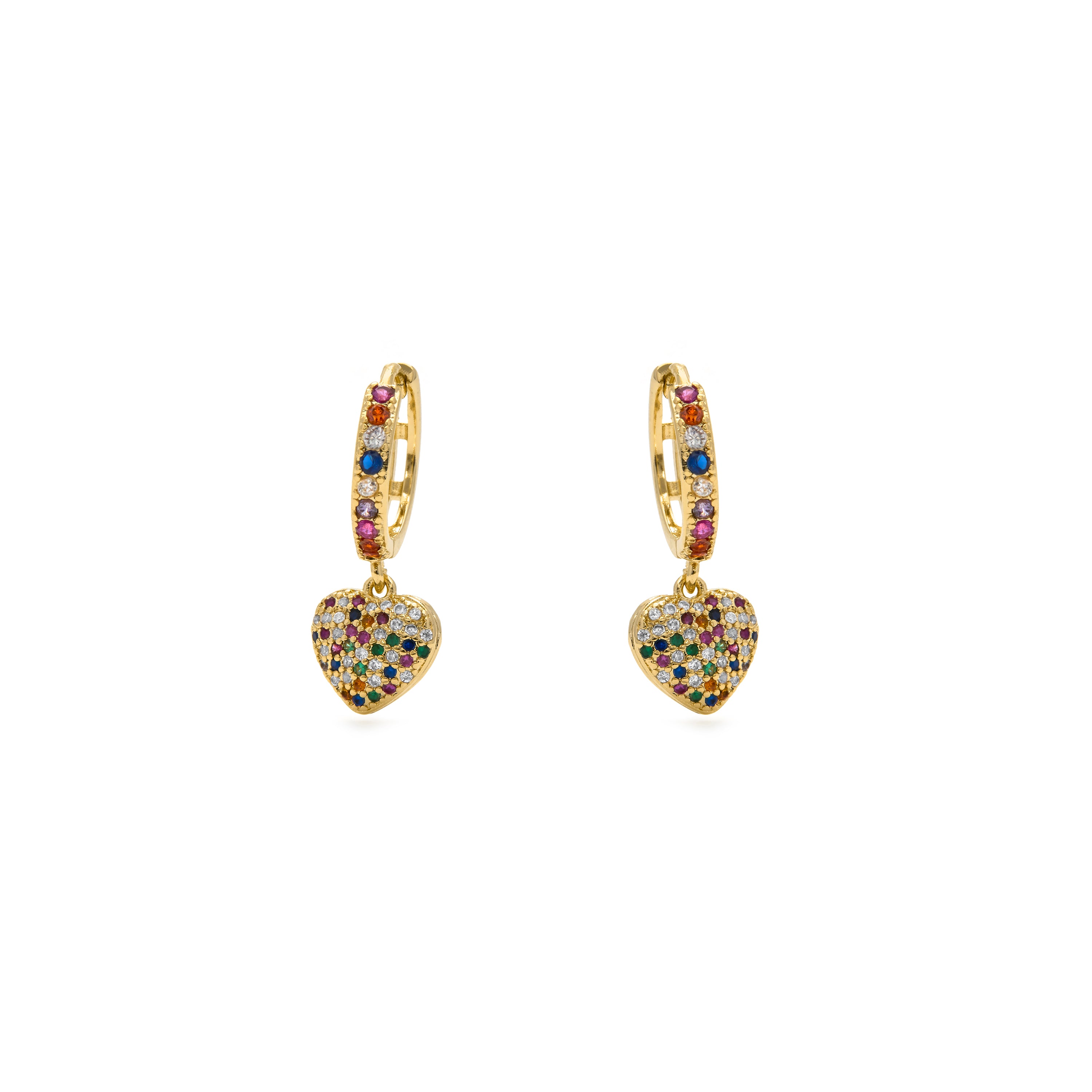Multicolor Zirconia Earrings finished in 18K yellow gold - Lethrax