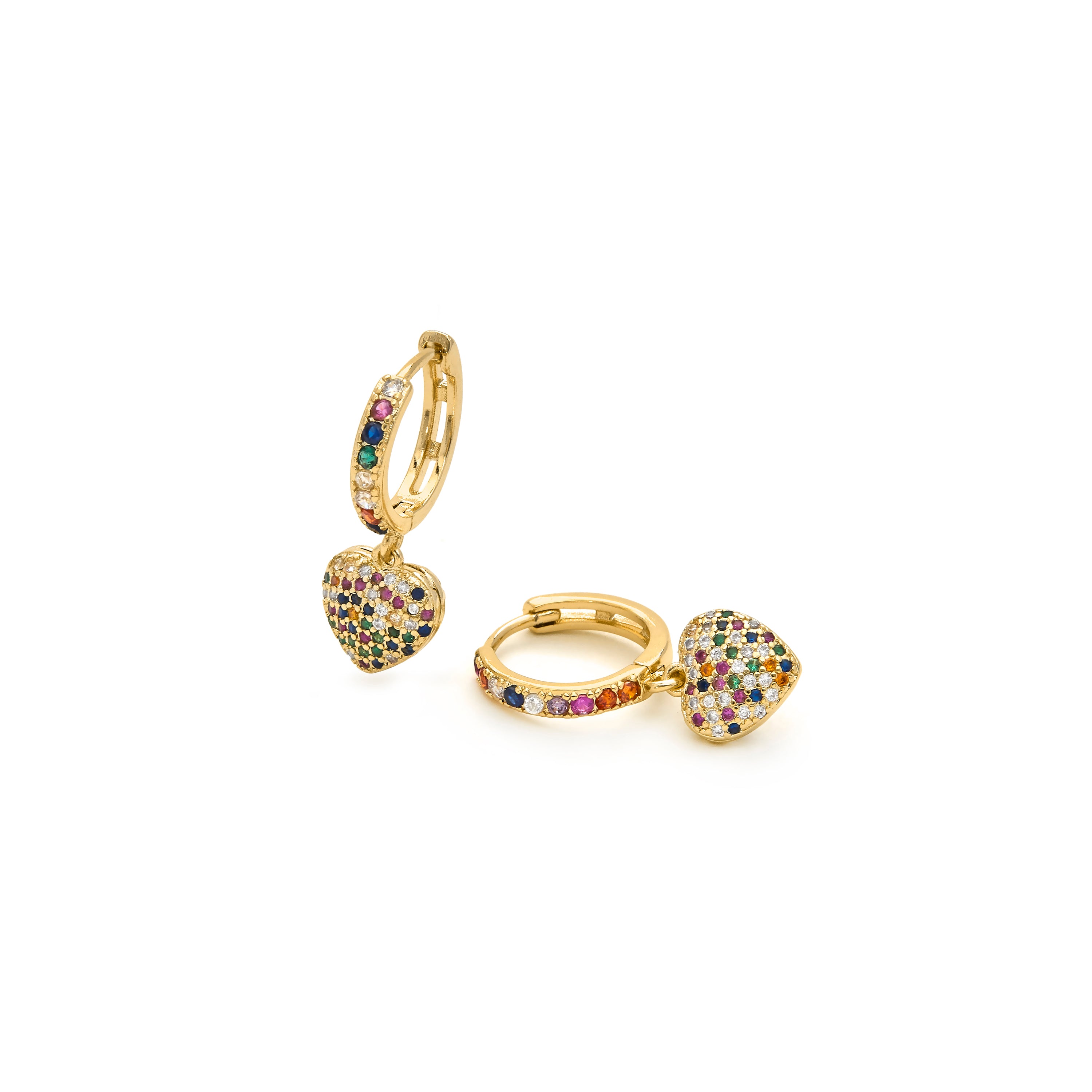 Multicolor Zirconia Earrings finished in 18K yellow gold - Lethrax