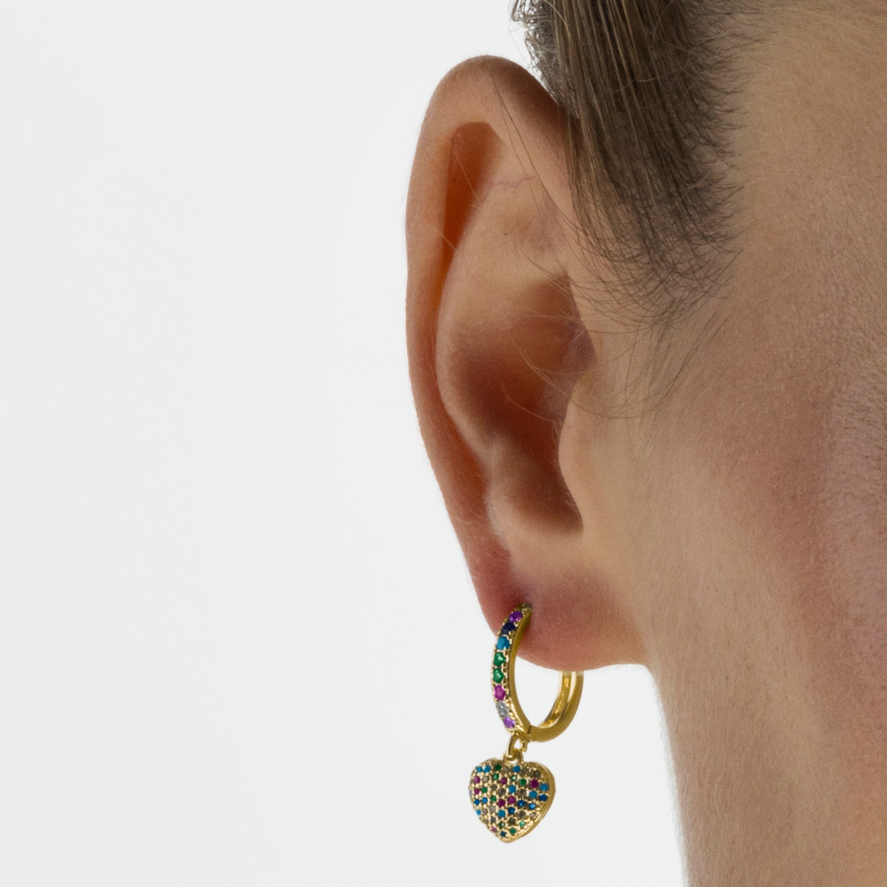 Multicolor Zirconia Earrings finished in 18K yellow gold - Lethrax