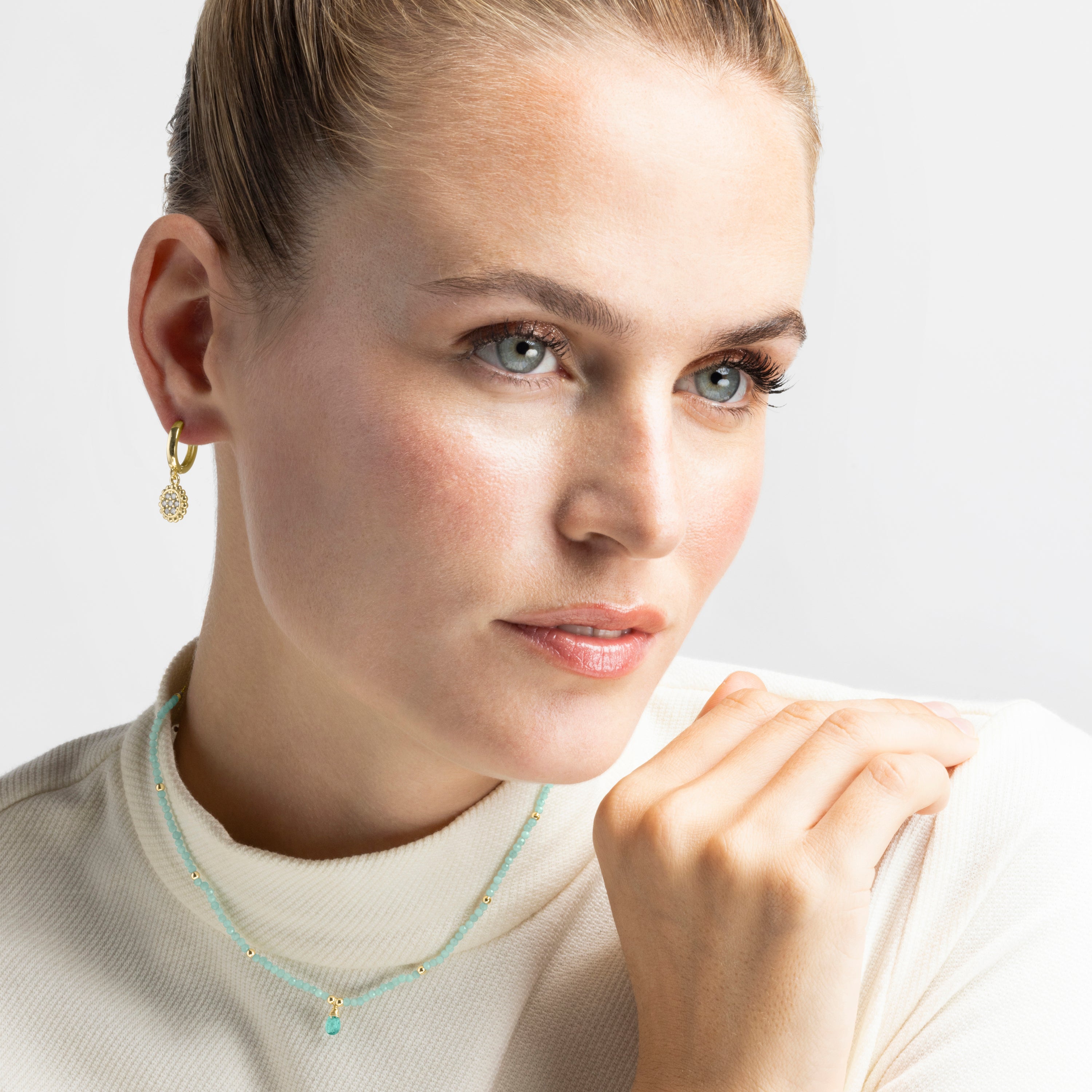 Brilliant Zirconia Earrings finished in 18K yellow gold - Abdau