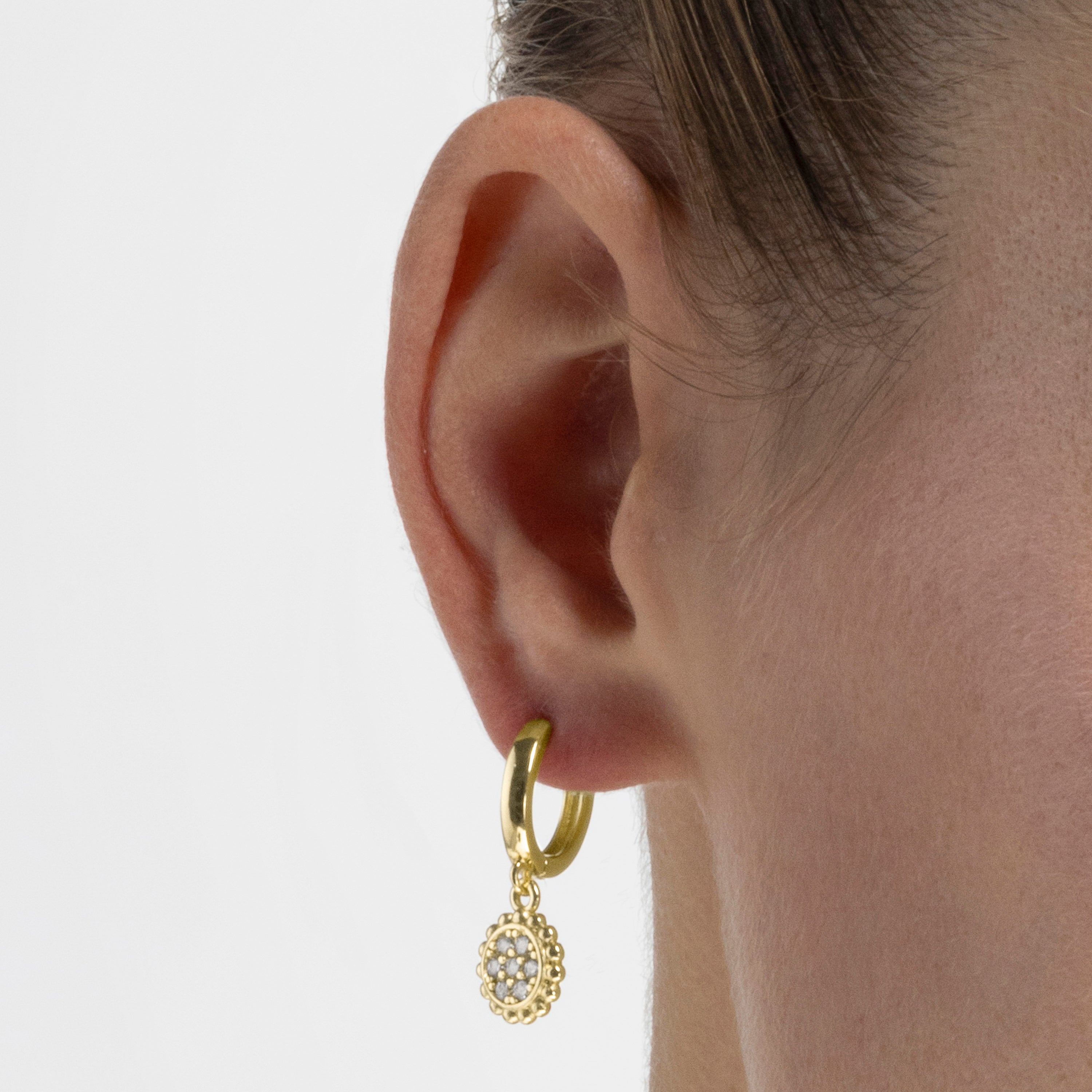 Brilliant Zirconia Earrings finished in 18K yellow gold - Abdau