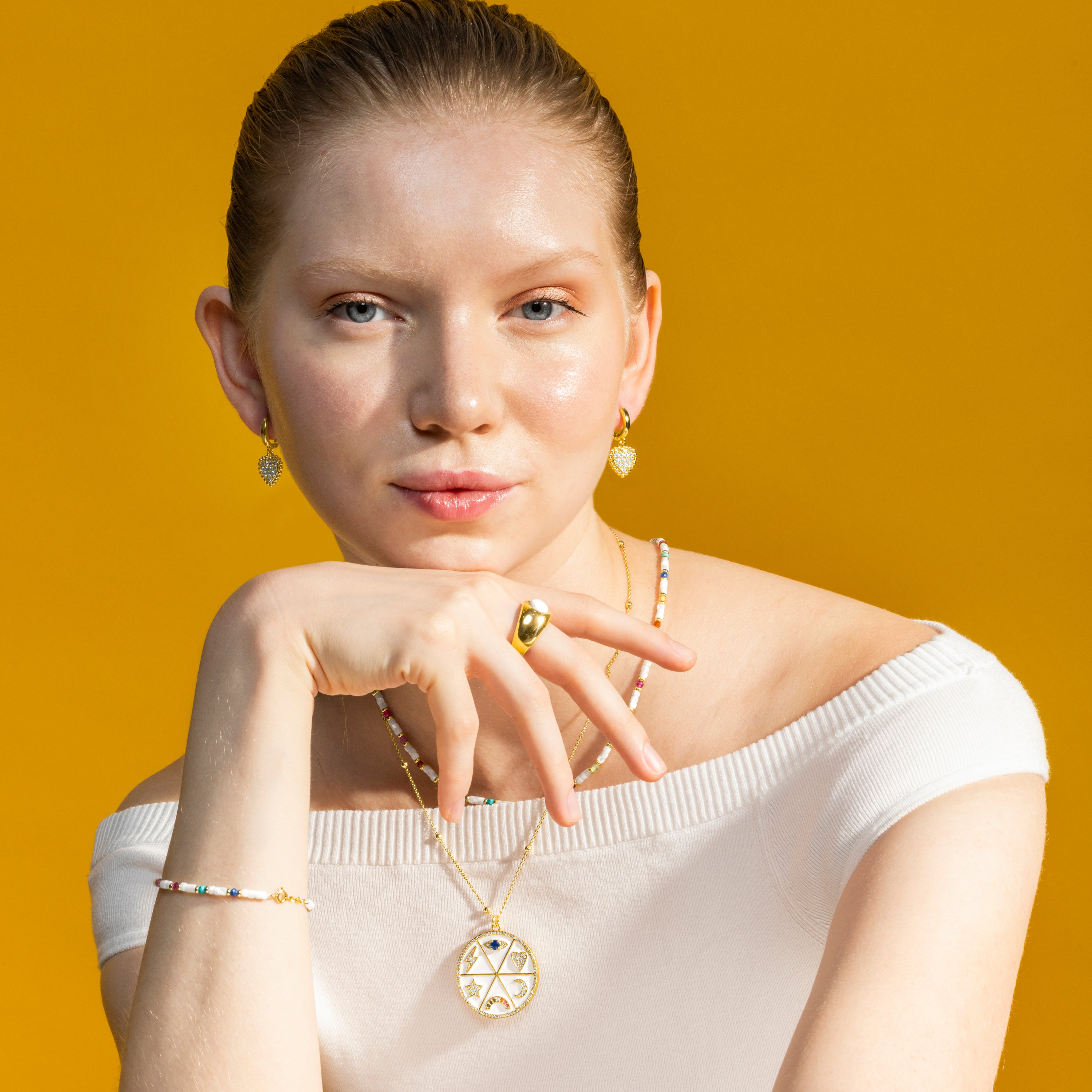 Brilliant Zirconia Earrings finished in 18K yellow gold - Daton