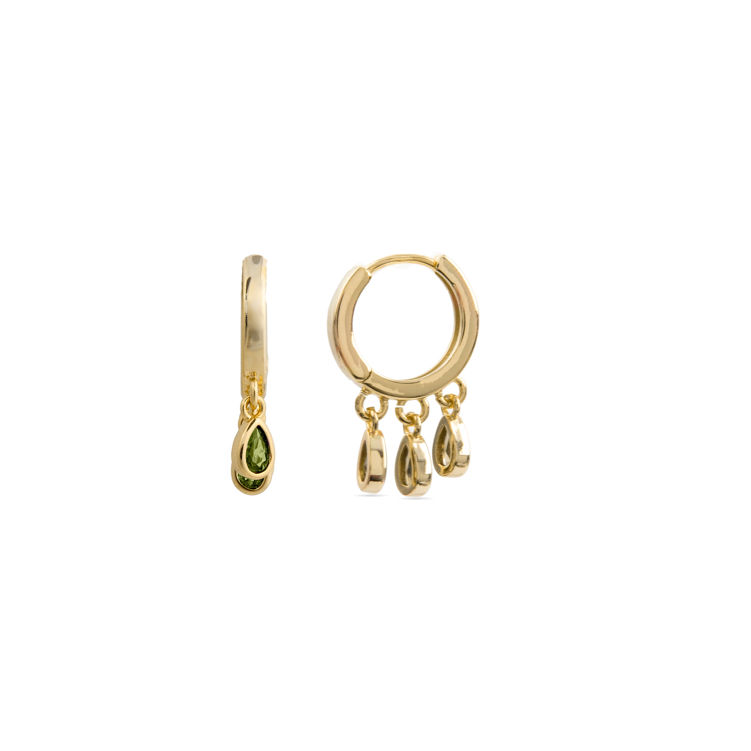 Brincos de Zircónia Esmeralda com acabamento em ouro amarelo 18K - Atzul