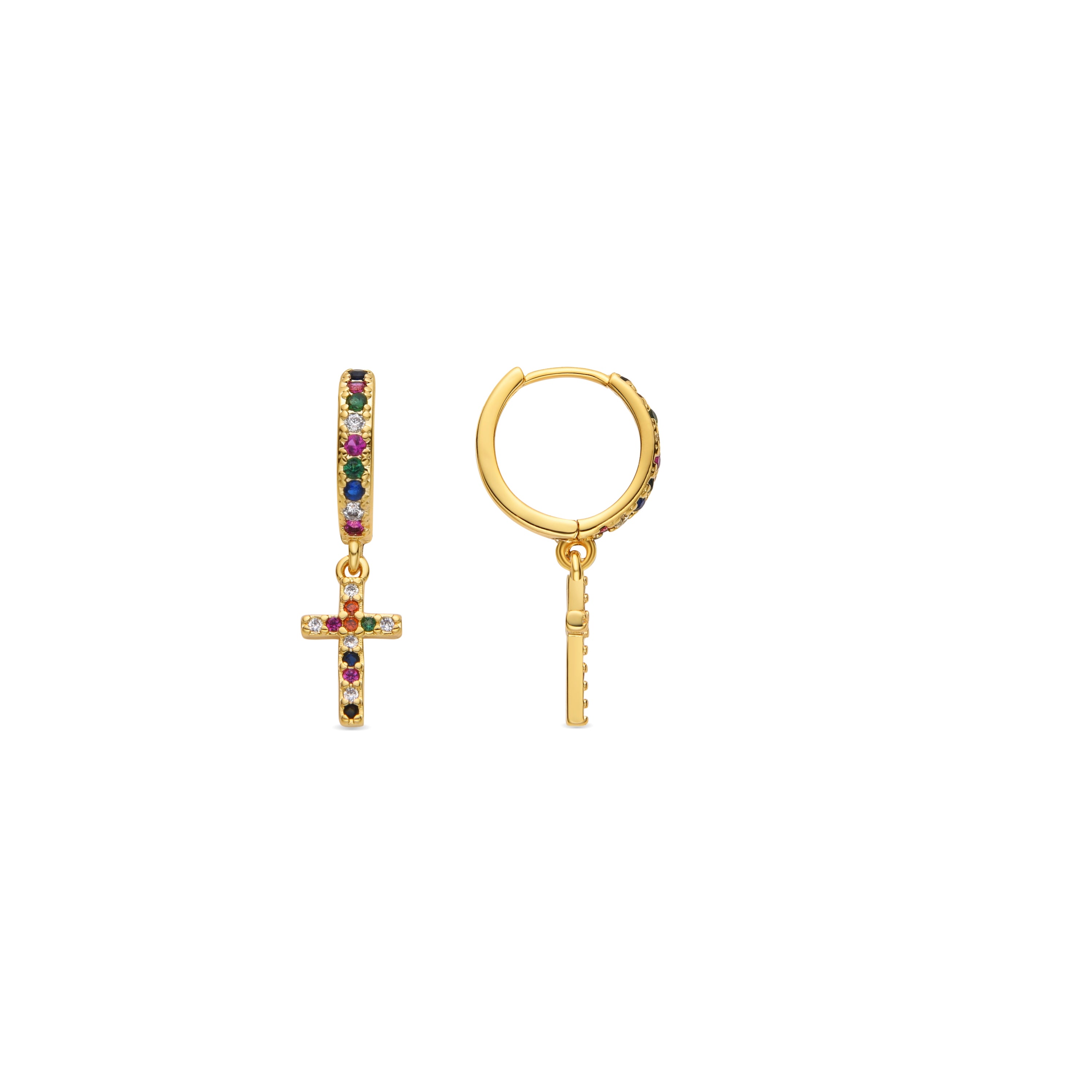 Multicolor Zirconia Earrings with 18k Gold Finish - Zemu