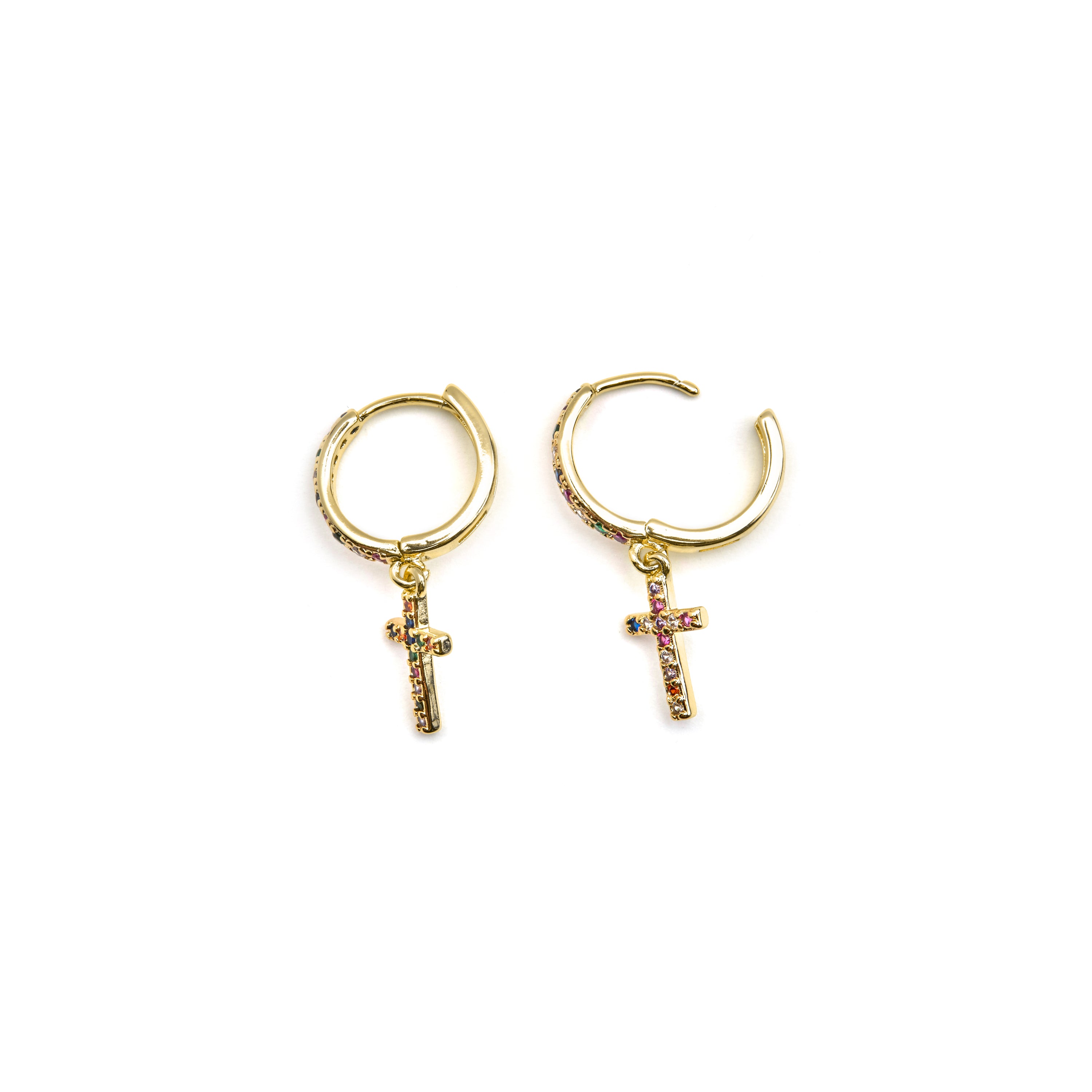 Multicolor Zirconia Earrings with 18k Gold Finish - Zemu
