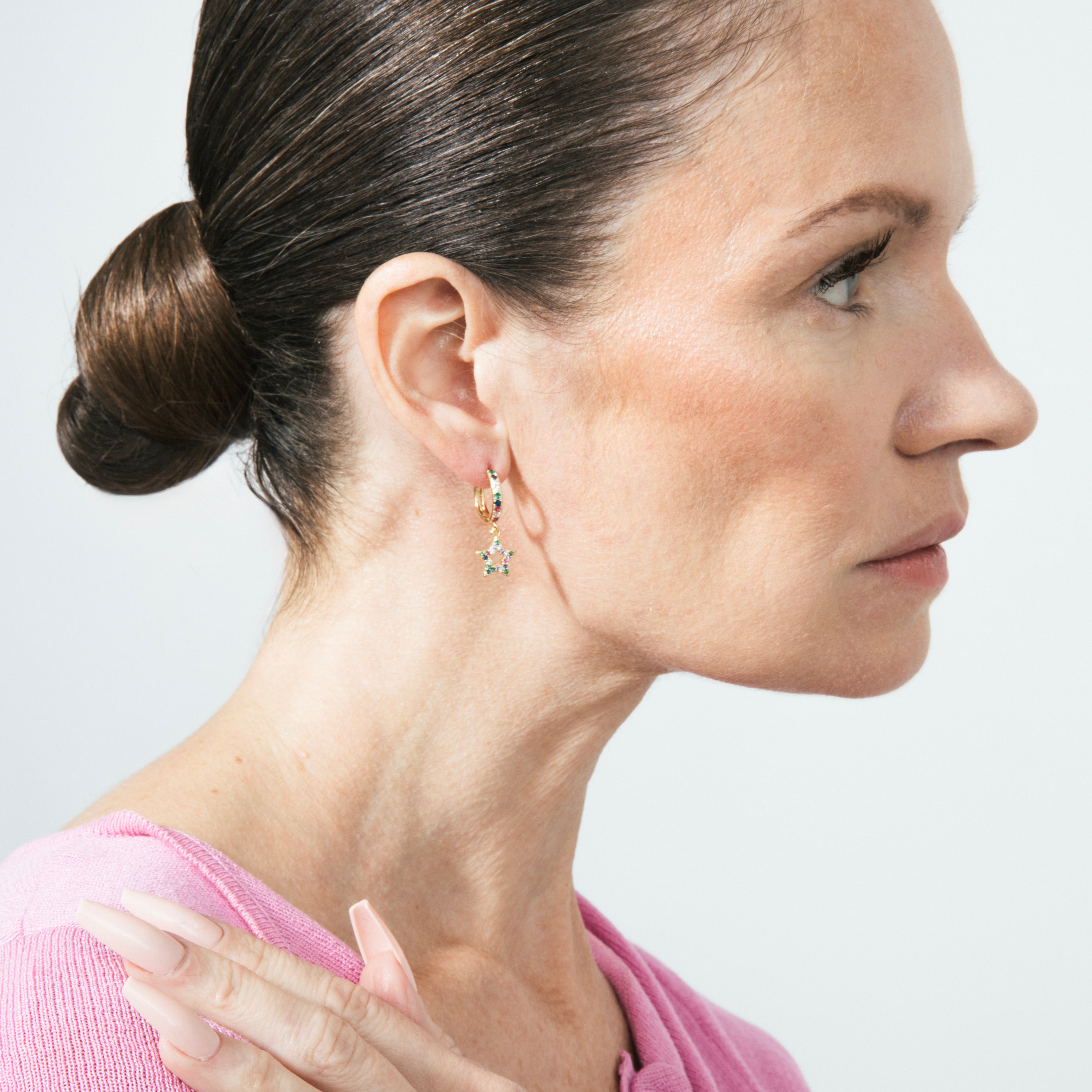 Pendientes con Circonita Multicolor acabado oro 18k - Fardie