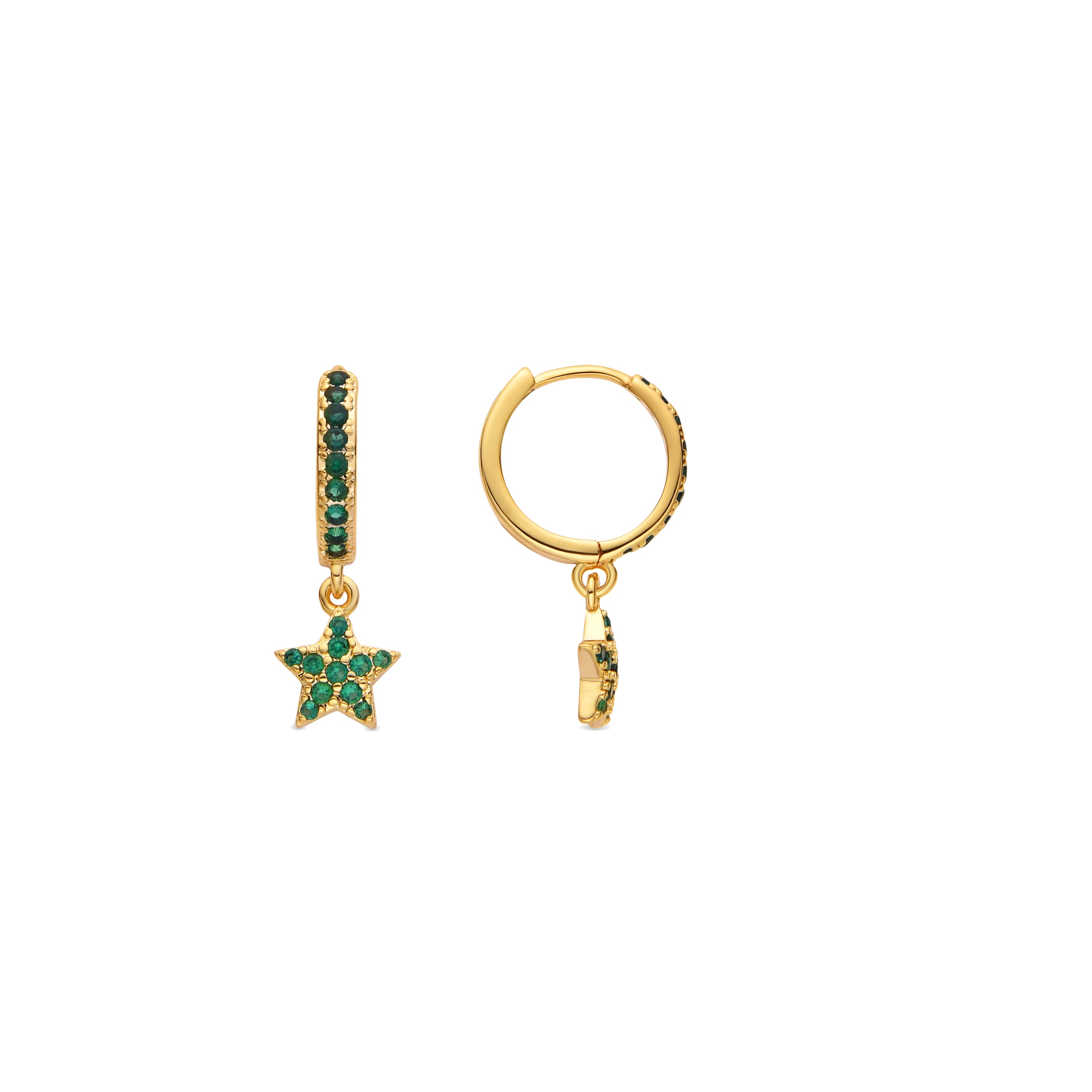 Boucles d'oreilles avec zirconia émeraude finition or 18k - Elinia