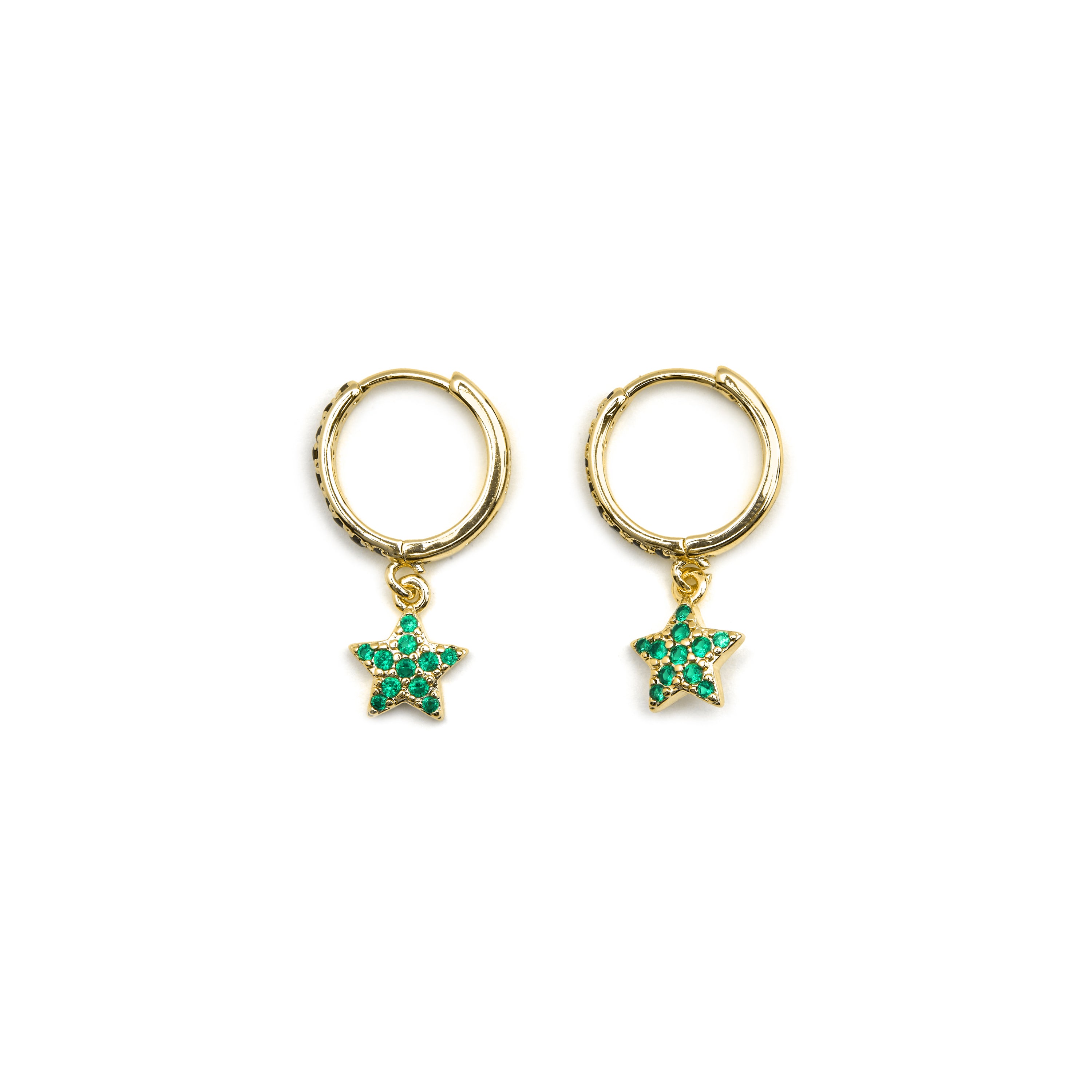 Boucles d'oreilles avec zirconia émeraude finition or 18k - Elinia