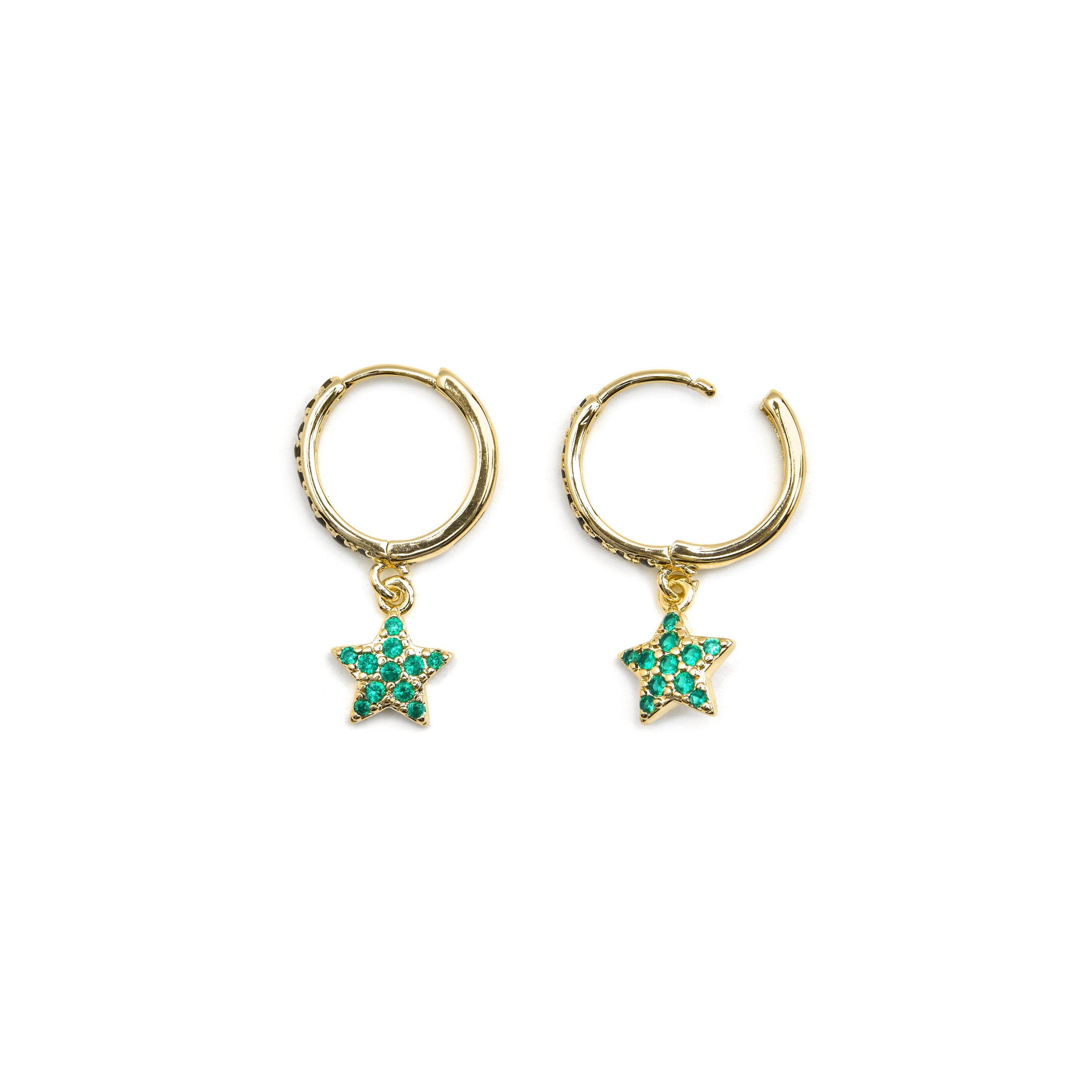 Emerald Zirconia Earrings finished in 18k gold - Elinia