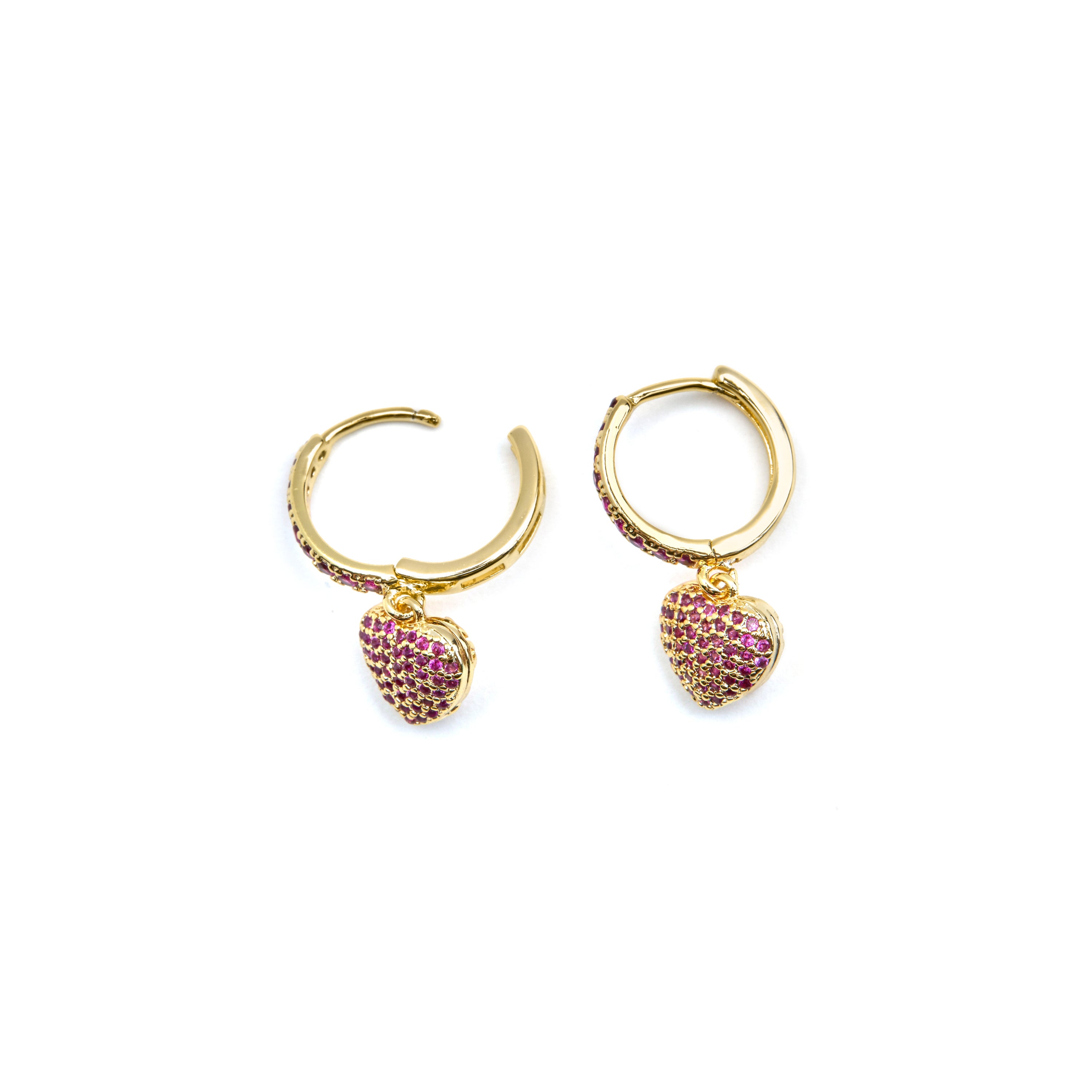 Brincos com zircónia rubi acabamento em ouro 18k - Korisen