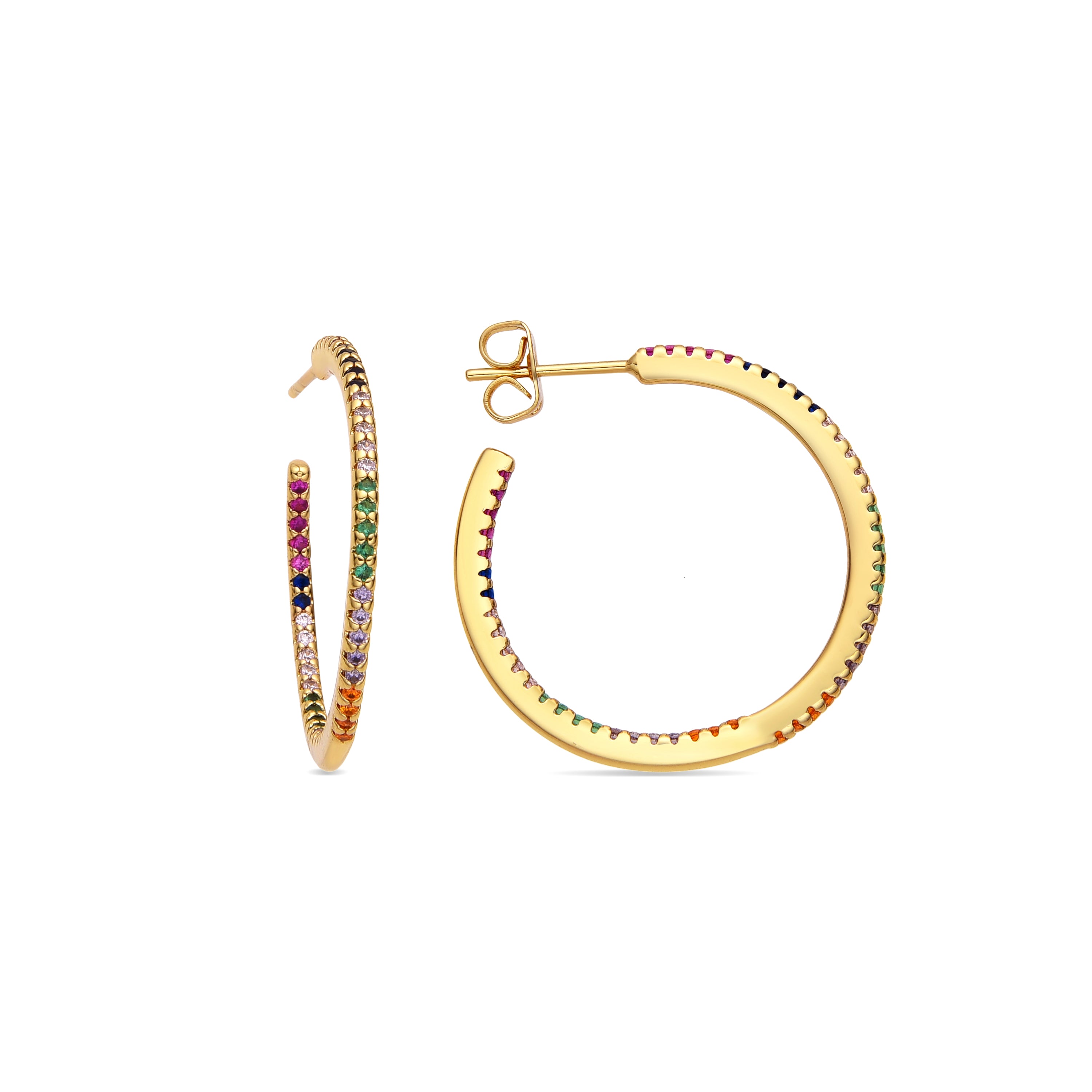 Earrings with Brilliant Zirconia finished in 18k gold - Firmou