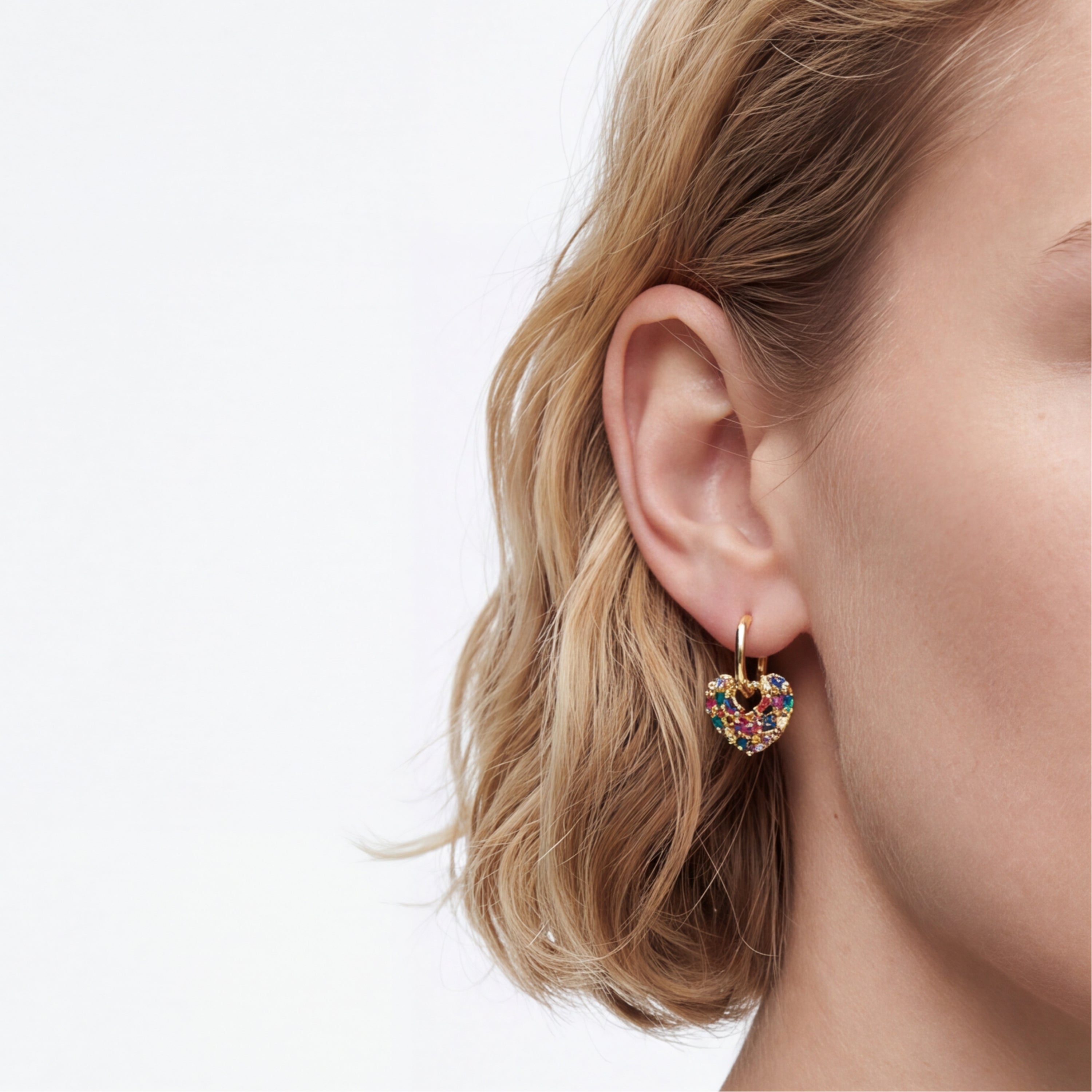Pendientes de Circonita Multicolor acabado en oro amarillo de 18k - Rianre