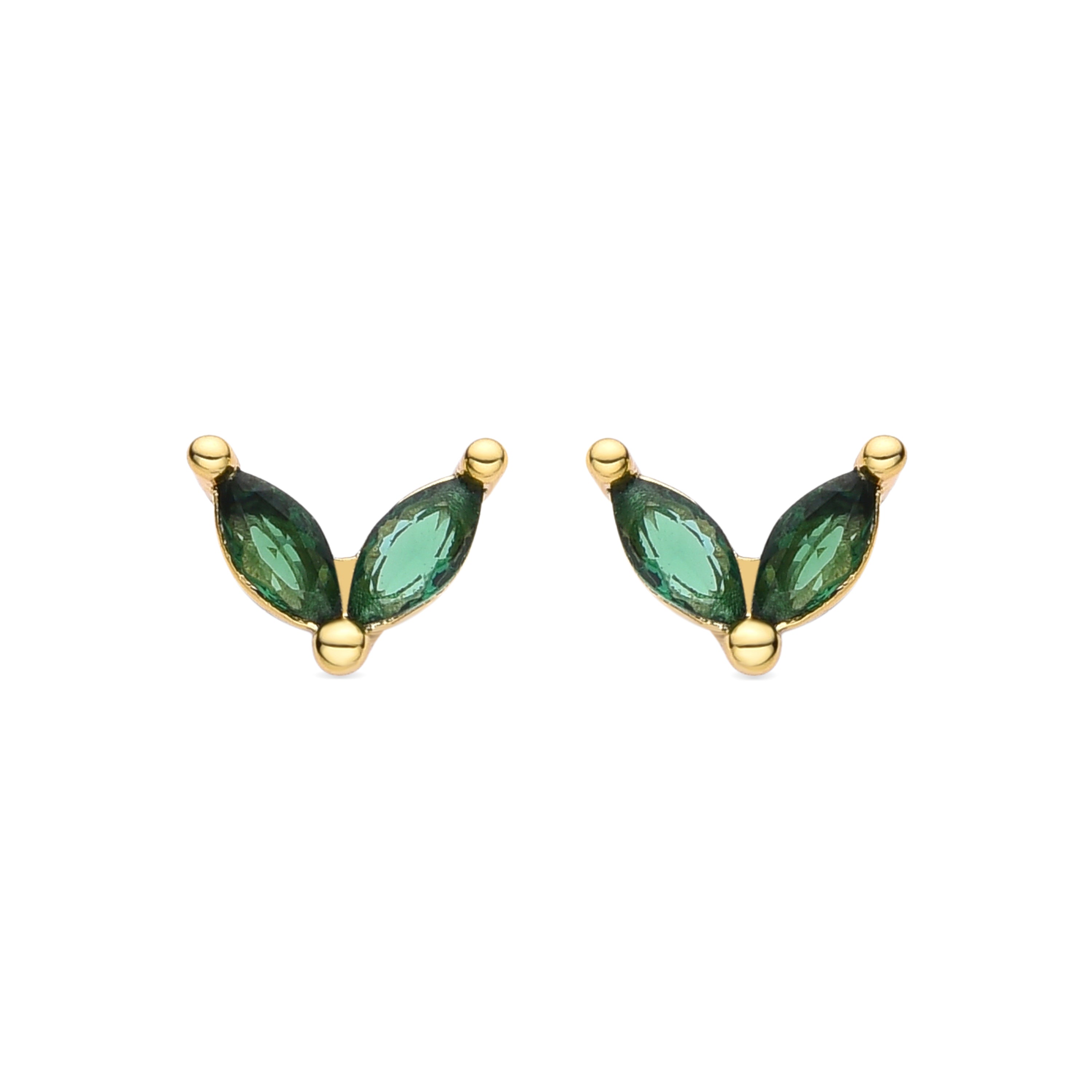 Pendientes de Circonita Esmeralda acabados en oro amarillo de 18K - Katba