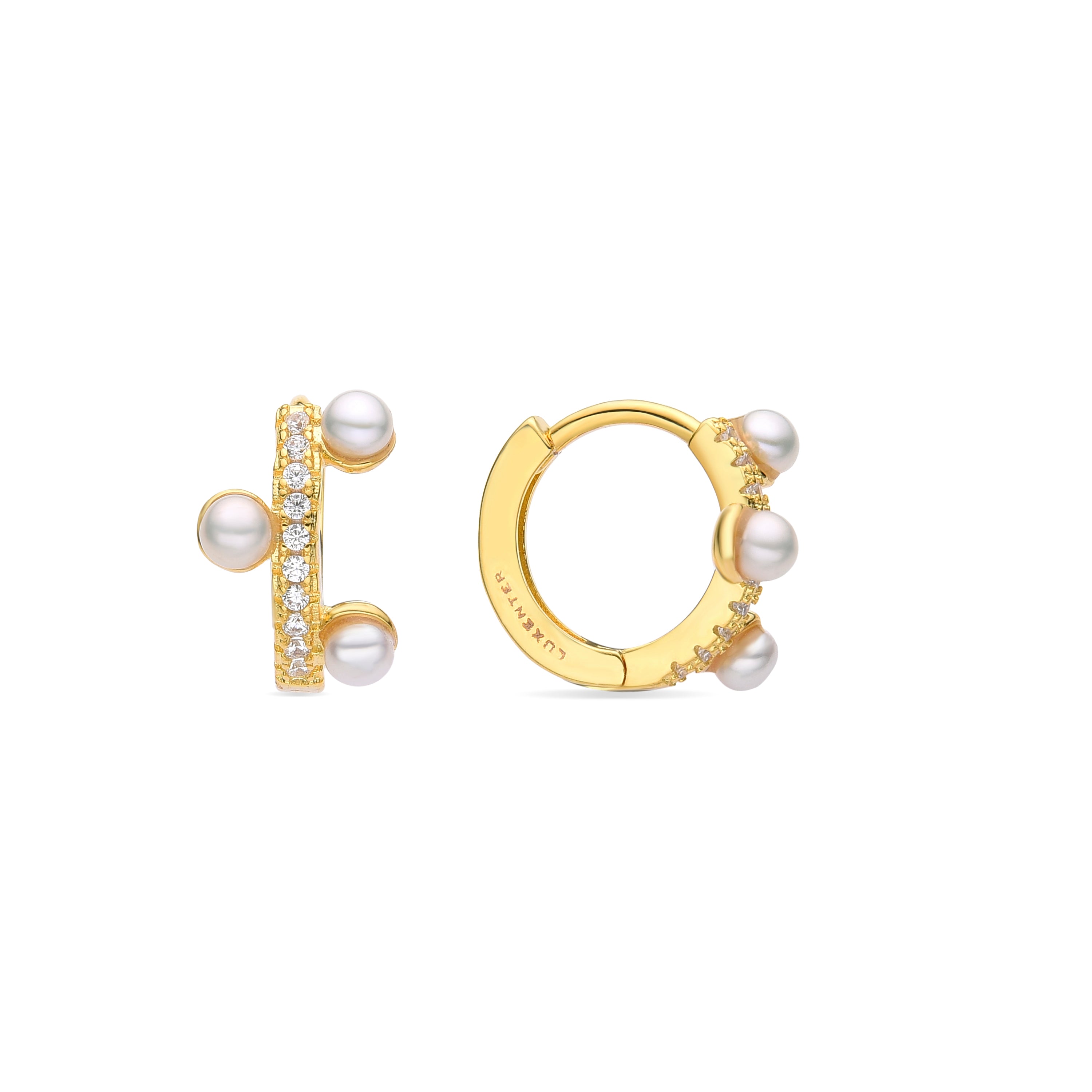 Orecchini con perla bianca finitura in oro giallo 18K - Ahud