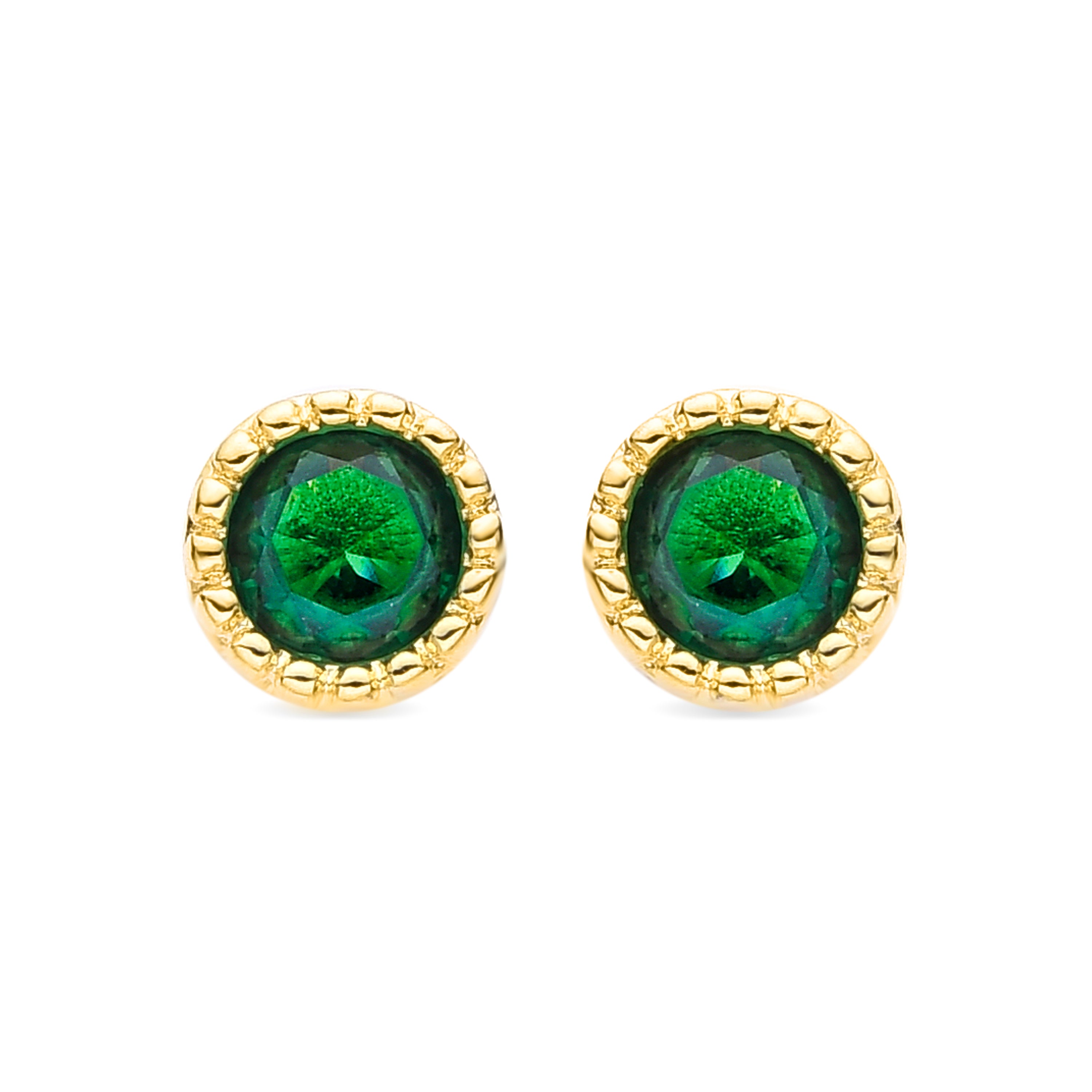 Emerald Cubic Zirconia Earrings finished in 18K Yellow Gold - Hamu