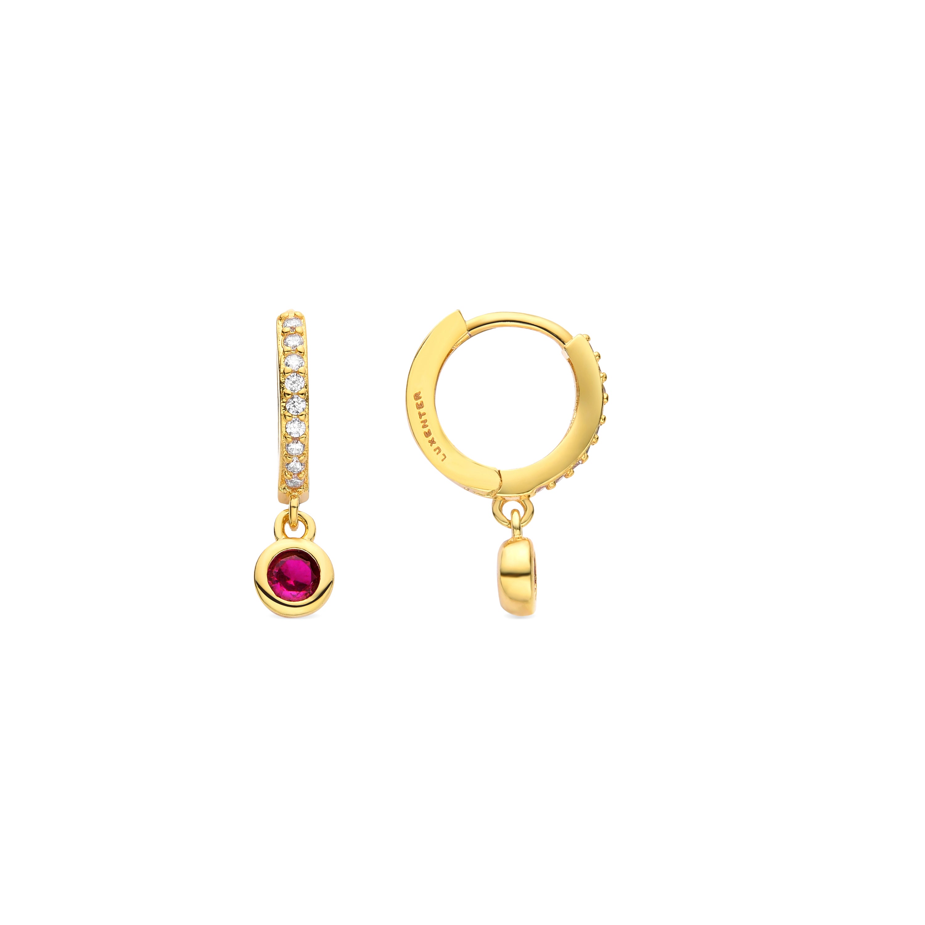 Boucles d'oreilles en zircon rubis finition or jaune 18K - Warlah