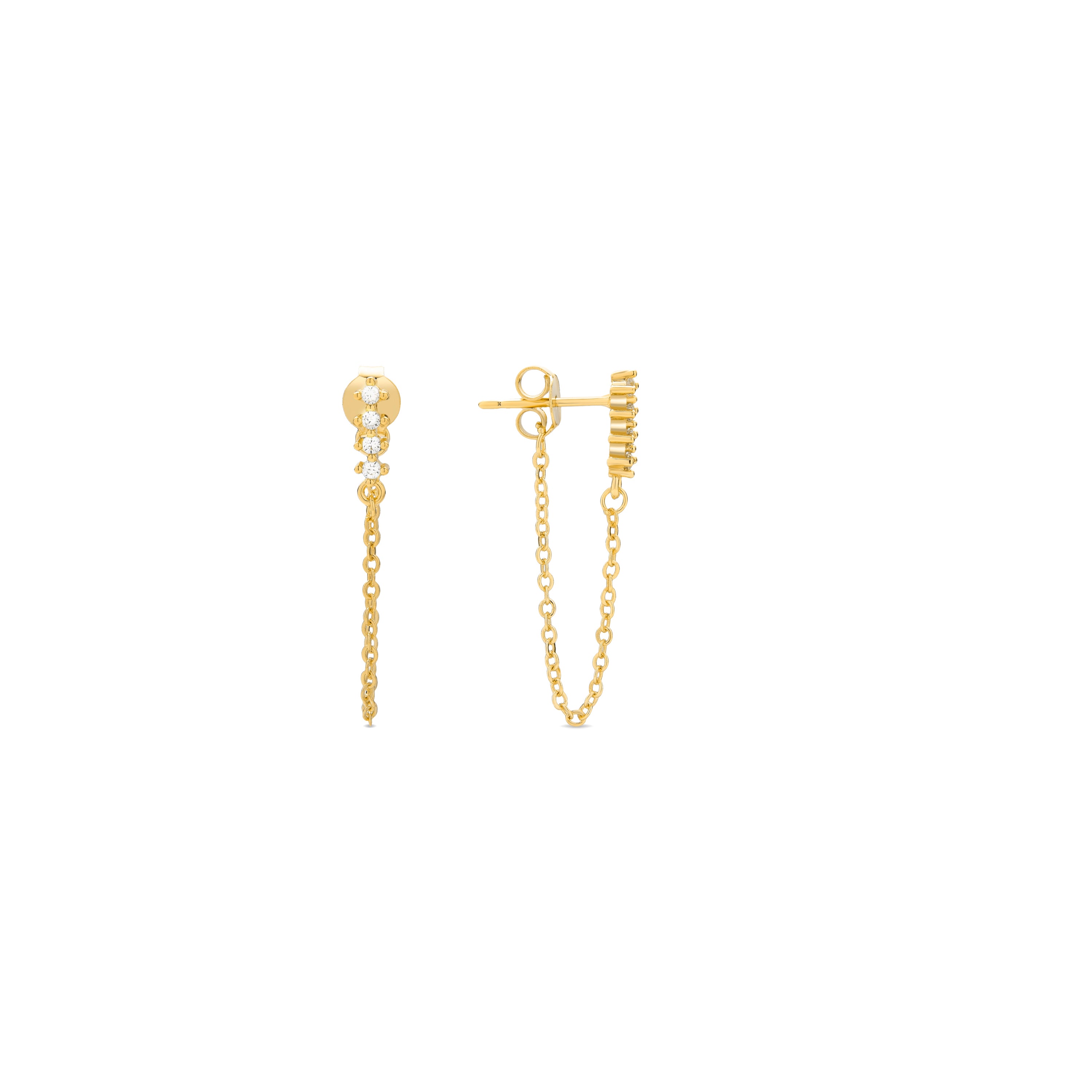 Brincos acabados em ouro amarelo 18K - Unasa
