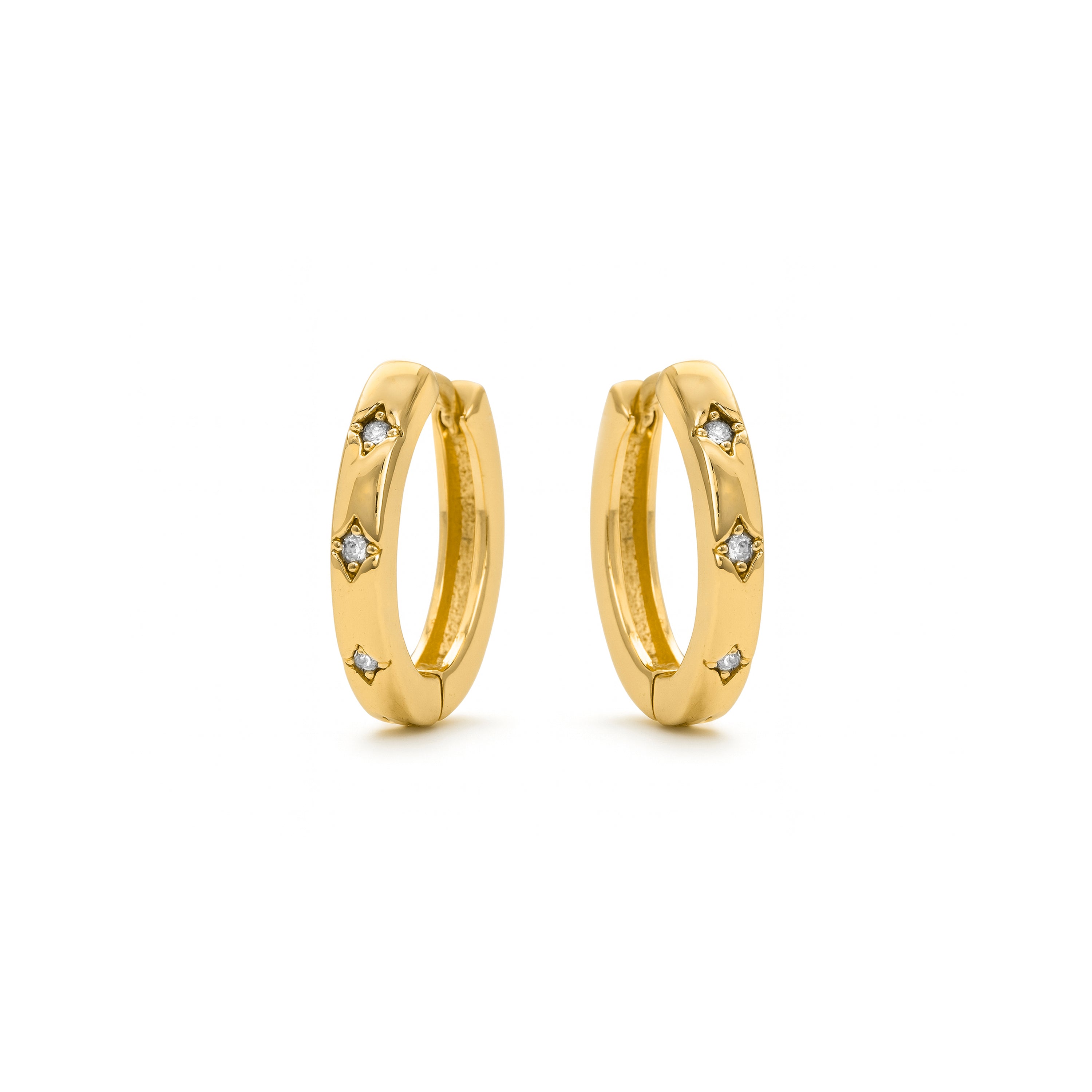 Earrings with Brilliant Zirconia gold finish 18K - Unya