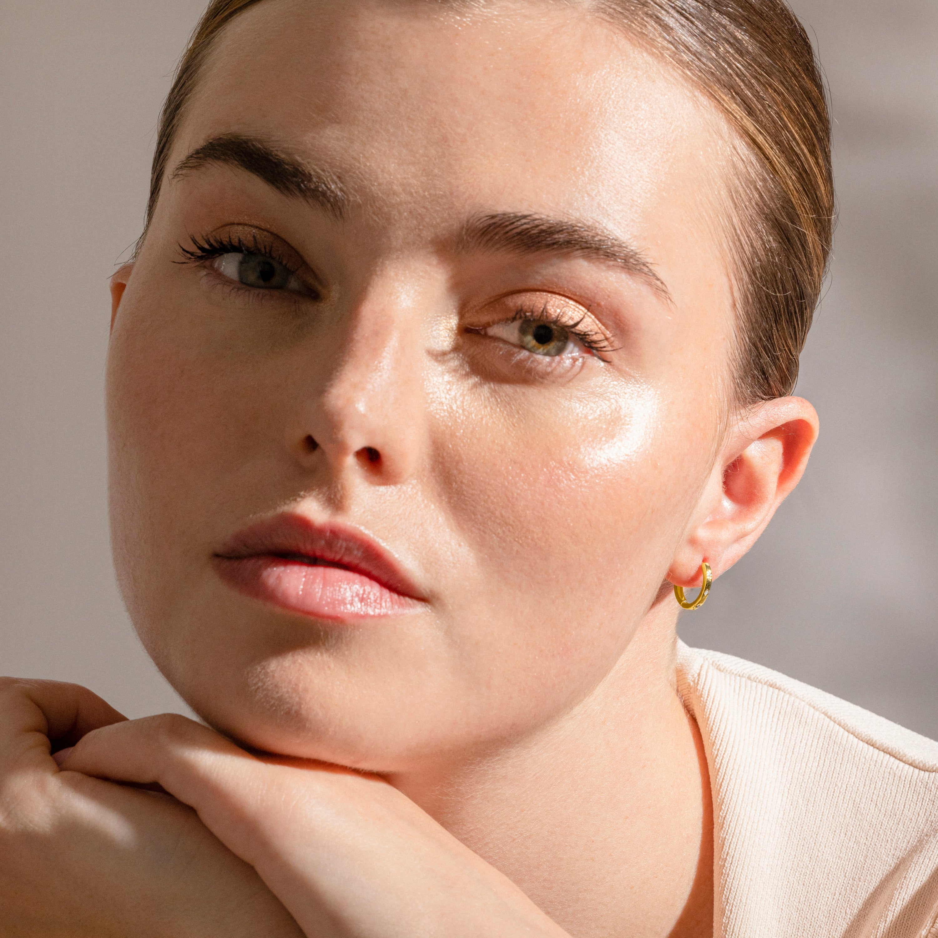Earrings with Brilliant Zirconia gold finish 18K - Unya