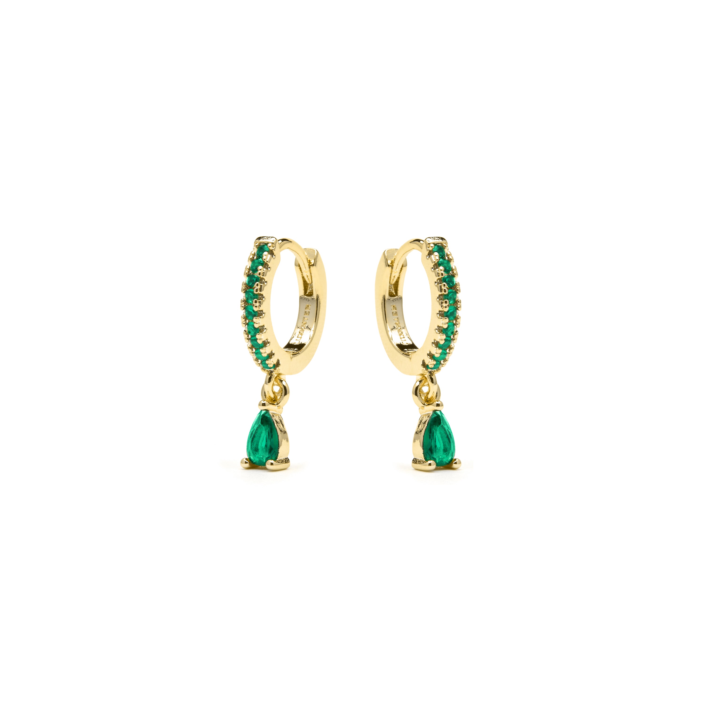 Pendientes acabado oro amarillo de 18k y Circonita Esmeralda - Laade