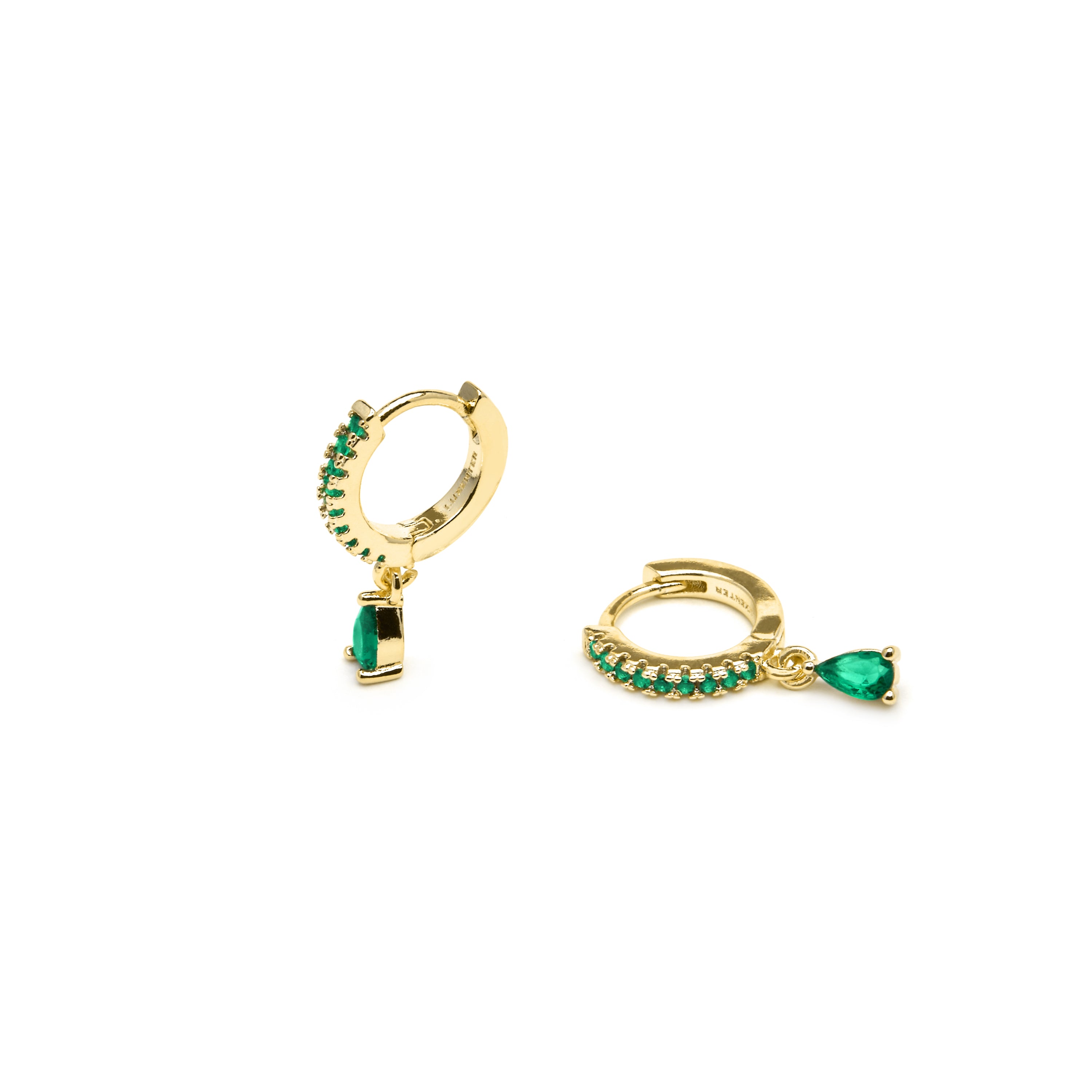 Pendientes acabado oro amarillo de 18k y Circonita Esmeralda - Laade