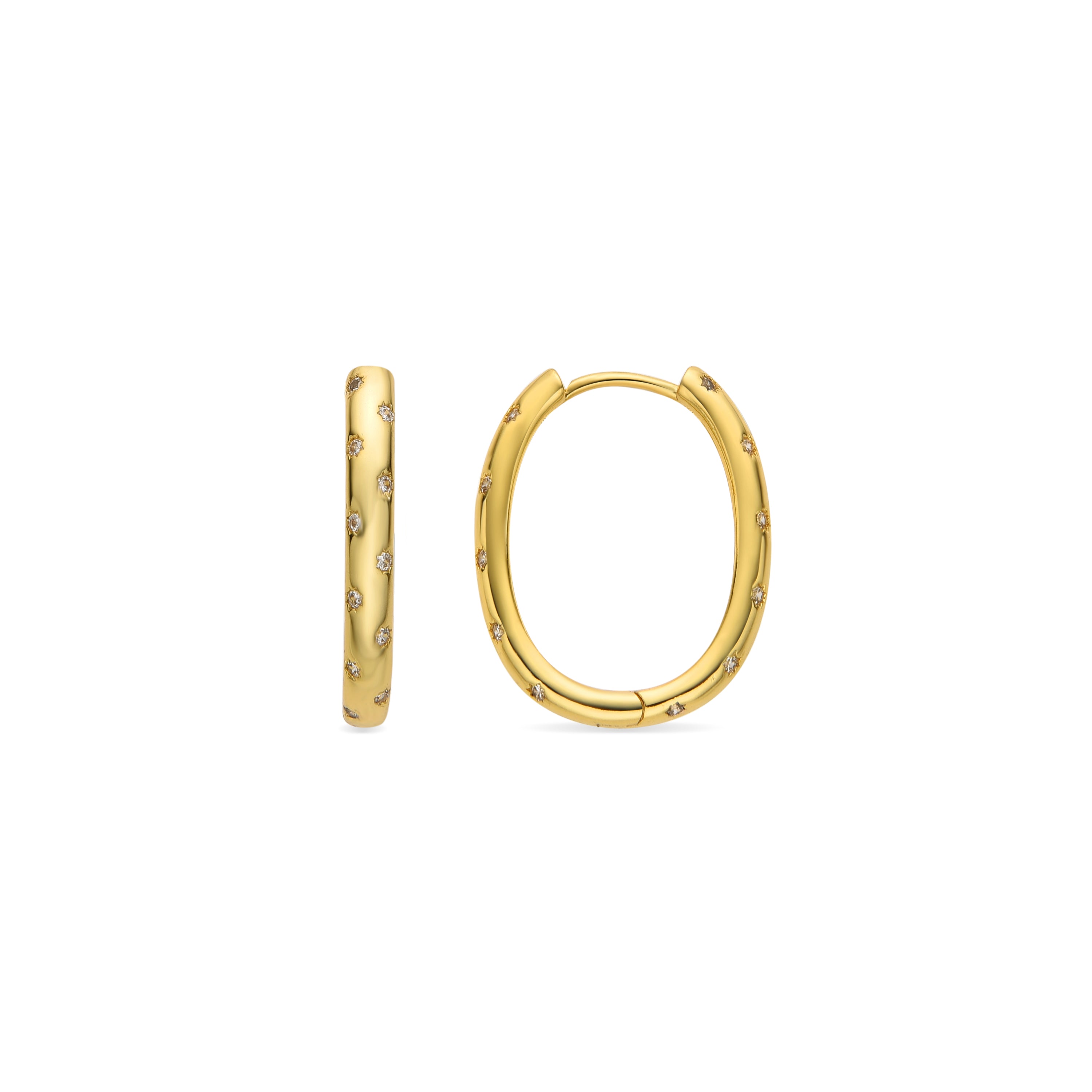 Pendientes de 18mm de diámetro con Circonita Brillante acabado oro 18k - Dinlah