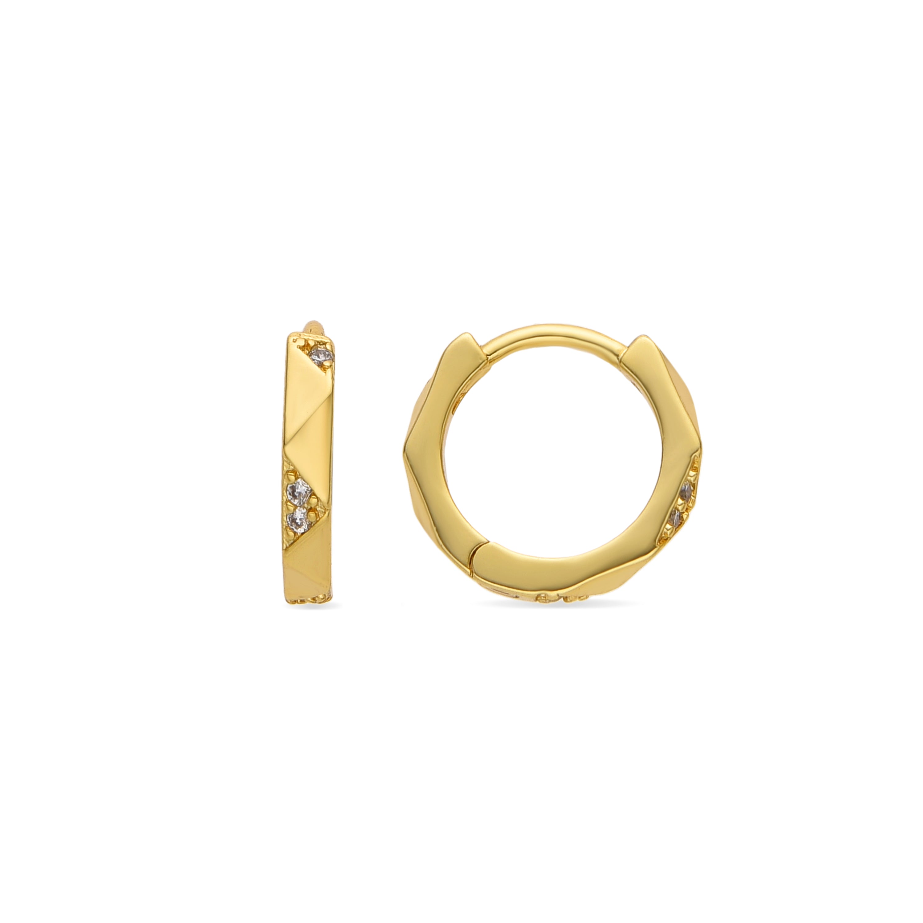 Ohrringe mit 9mm Durchmesser und Zirkonia, 18k Gelbgold-Finish - Shio