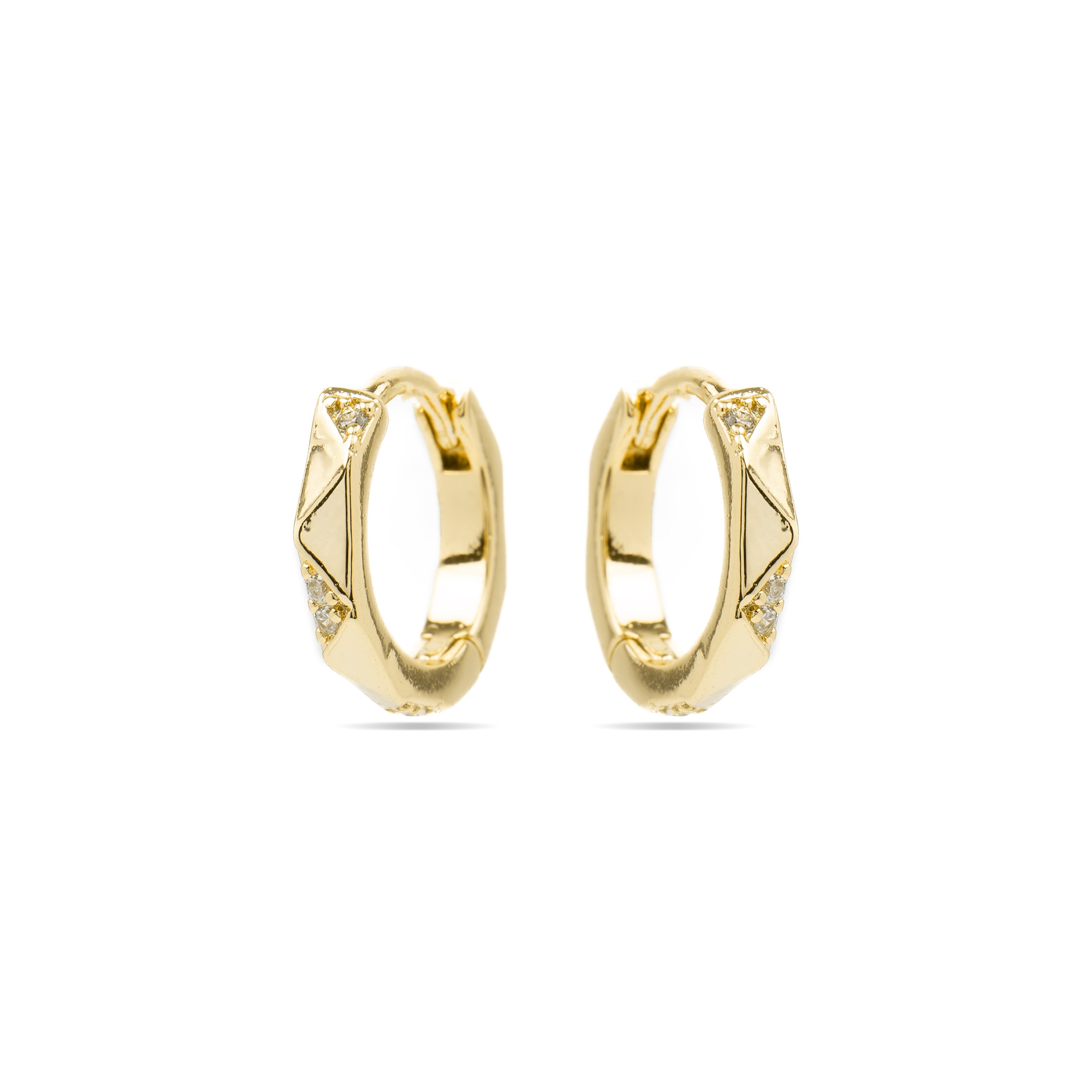 Ohrringe mit 9mm Durchmesser und Zirkonia, 18k Gelbgold-Finish - Shio