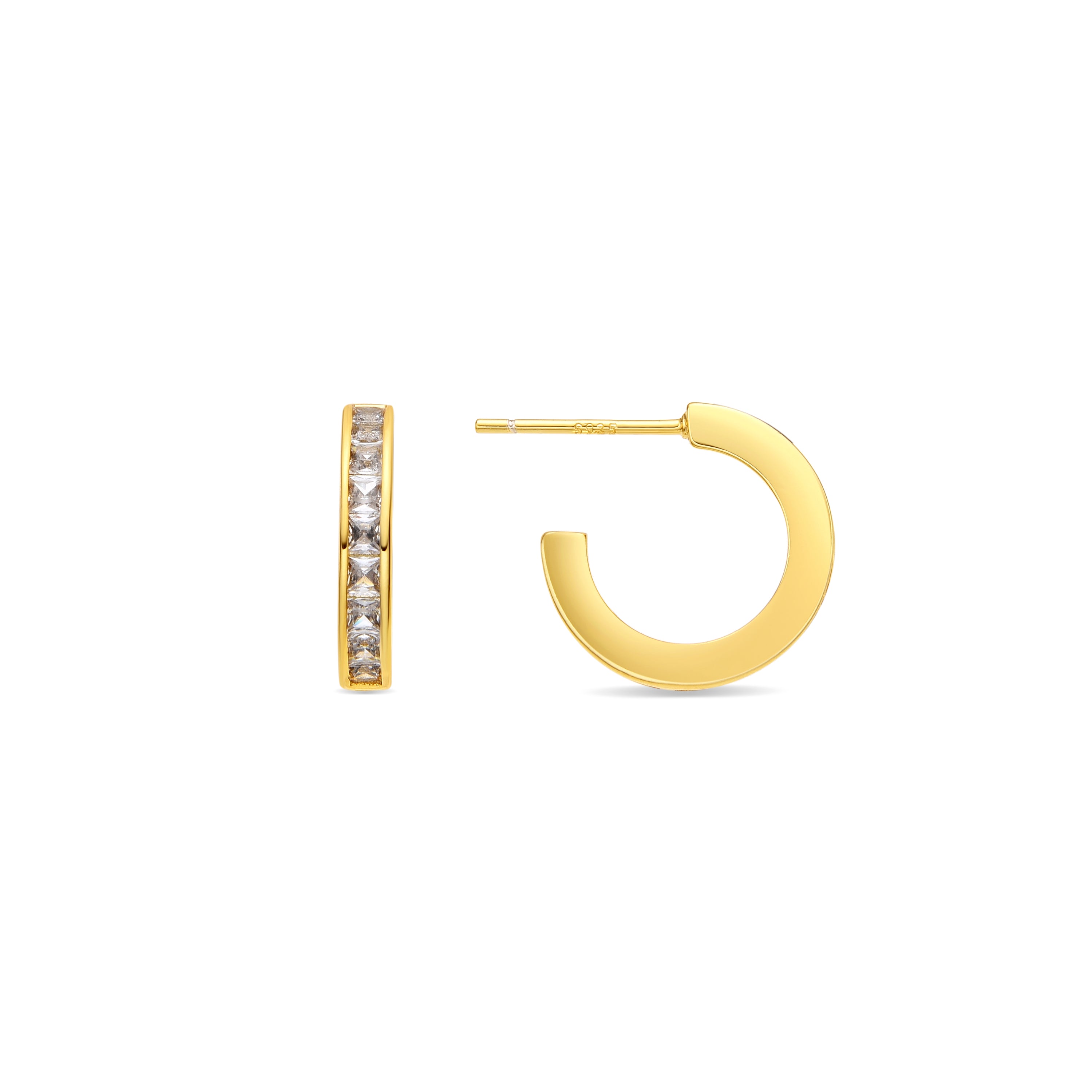 Brincos com Zircónia Brilhante acabamento ouro 18k - Daver