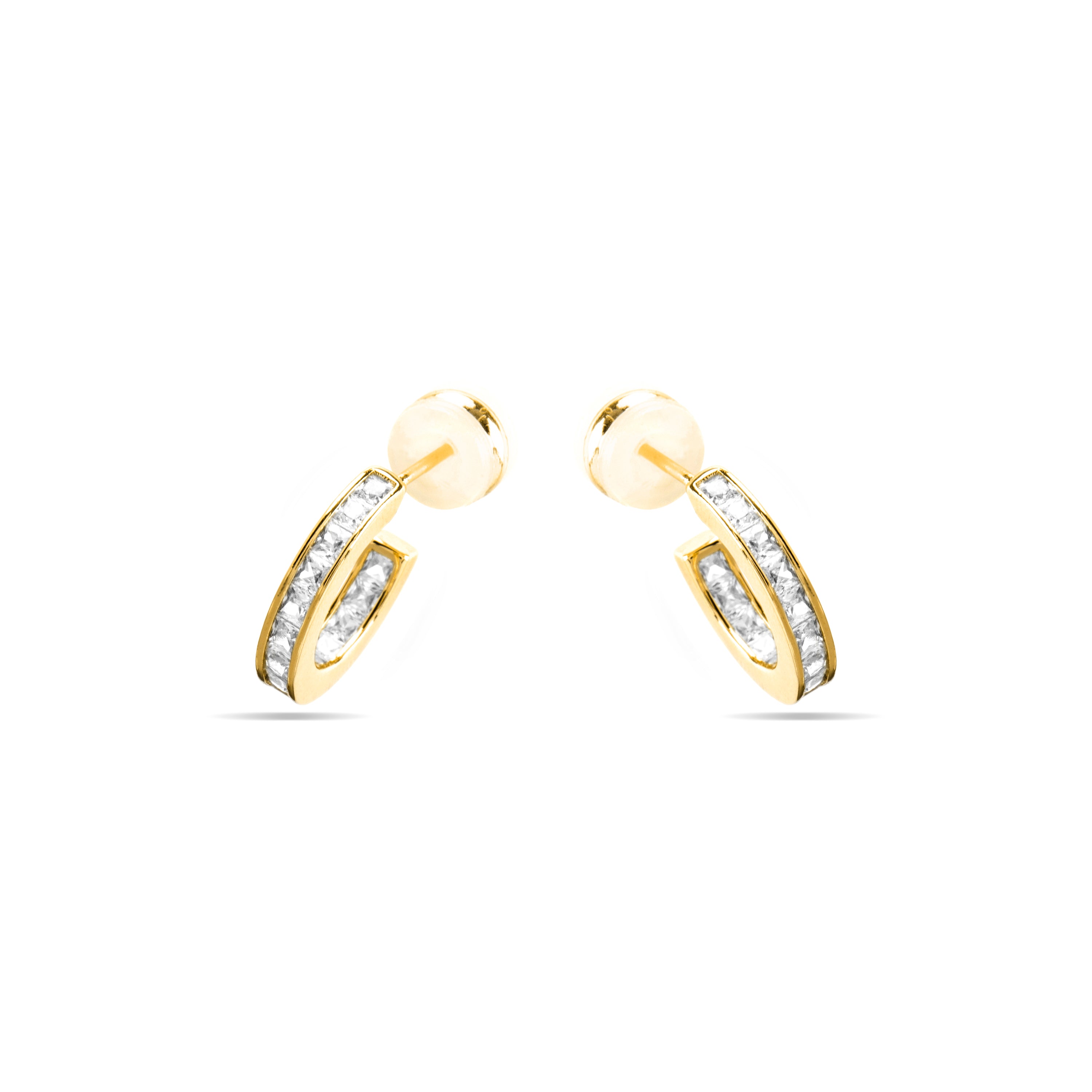 Brincos com Zircónia Brilhante acabamento ouro 18k - Daver