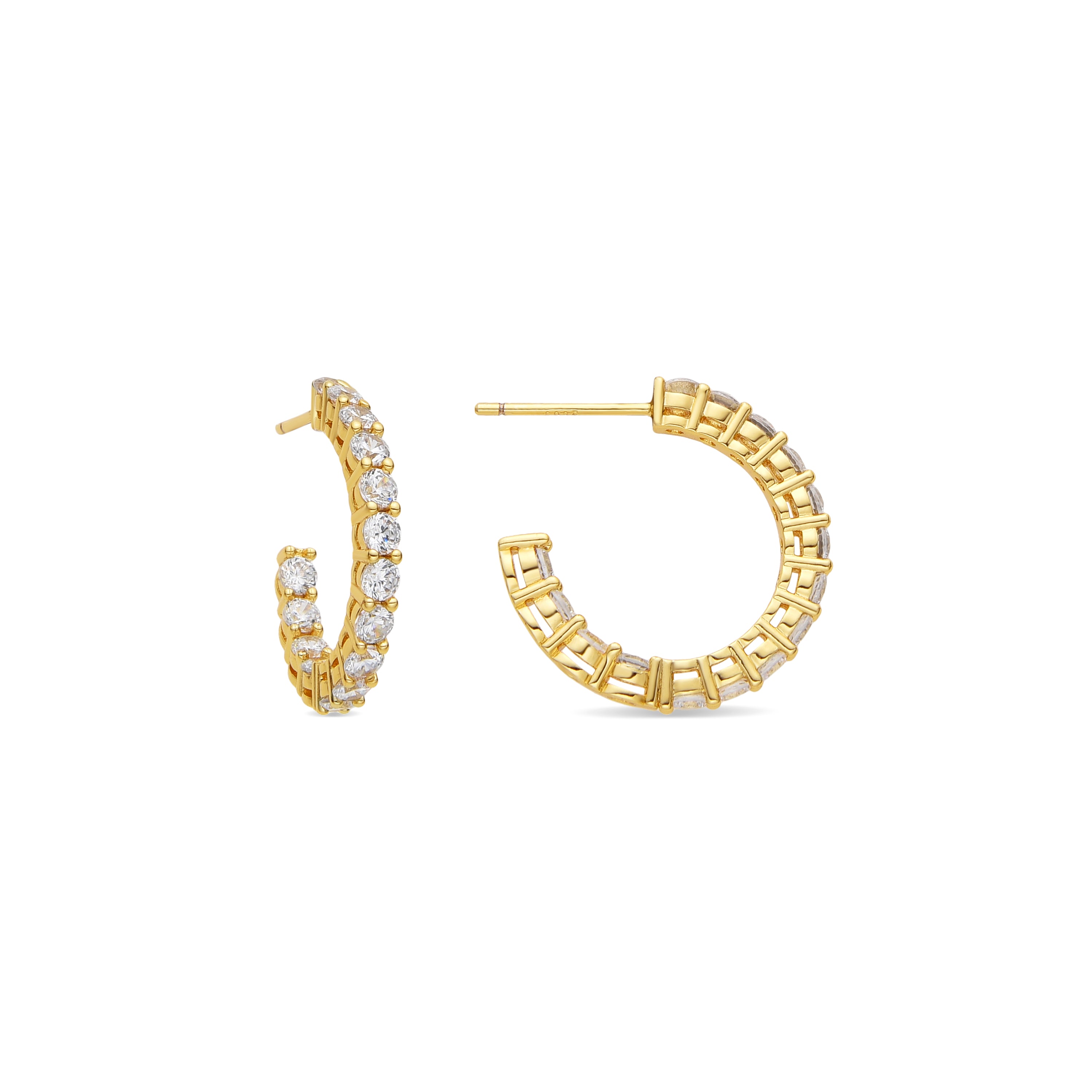 Boucles d'oreilles avec zircon brillant finition or 18k - Chenfa