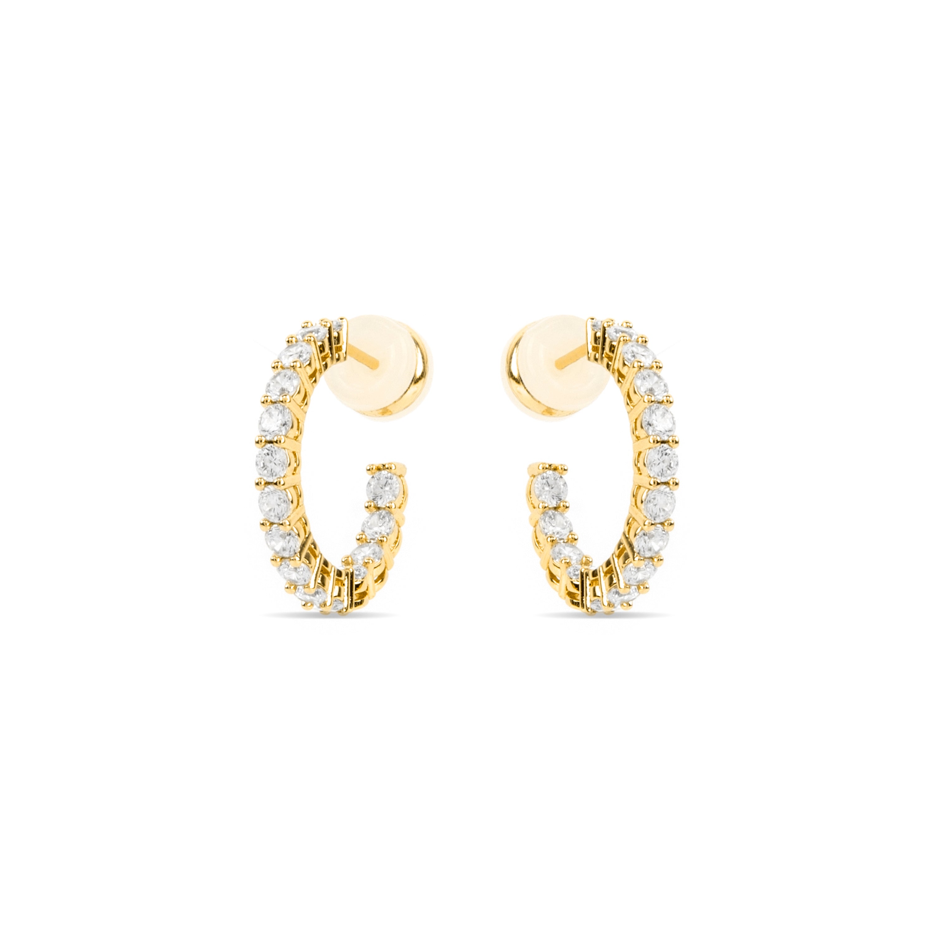 Boucles d'oreilles avec zircon brillant finition or 18k - Chenfa