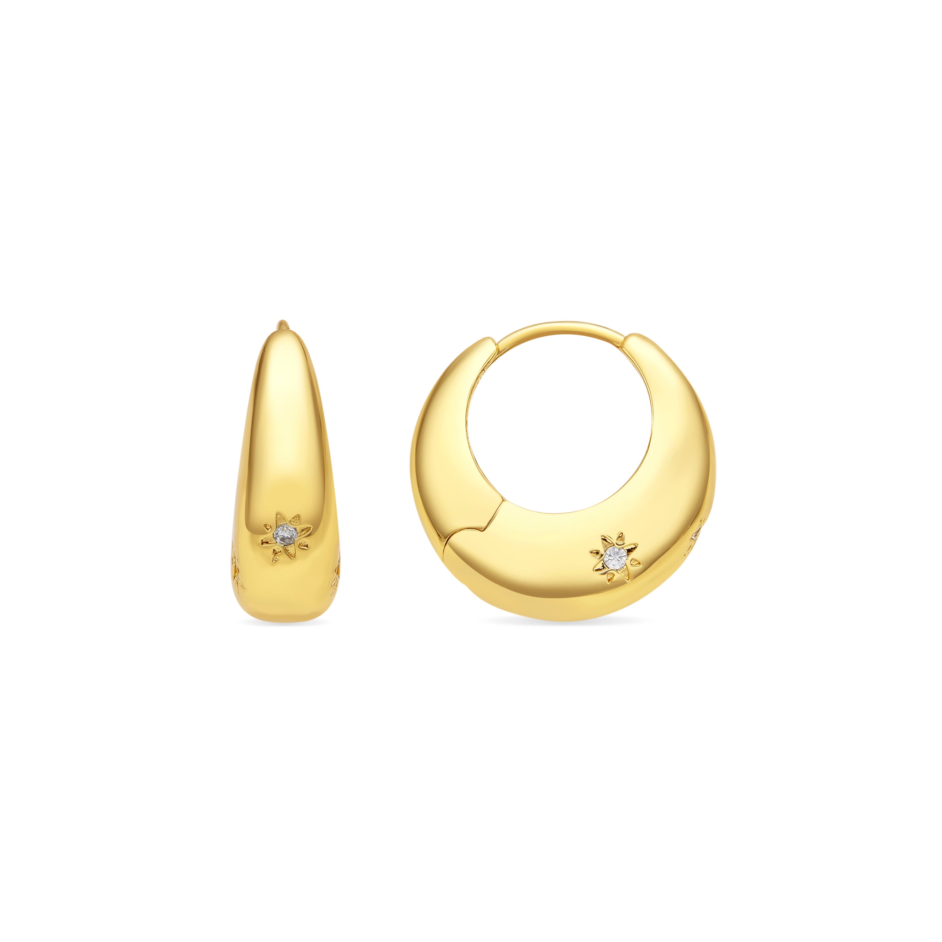 Ohrringe mit glänzendem Zirkonia, 18k Gold-Finish - Ricia
