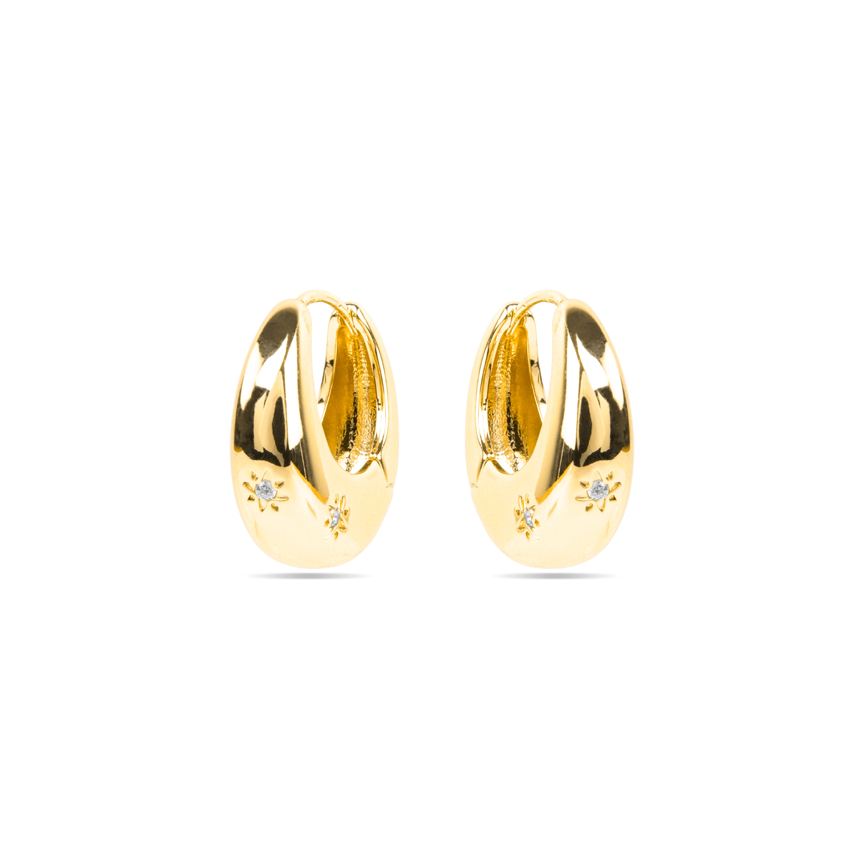Ohrringe mit glänzendem Zirkonia, 18k Gold-Finish - Ricia