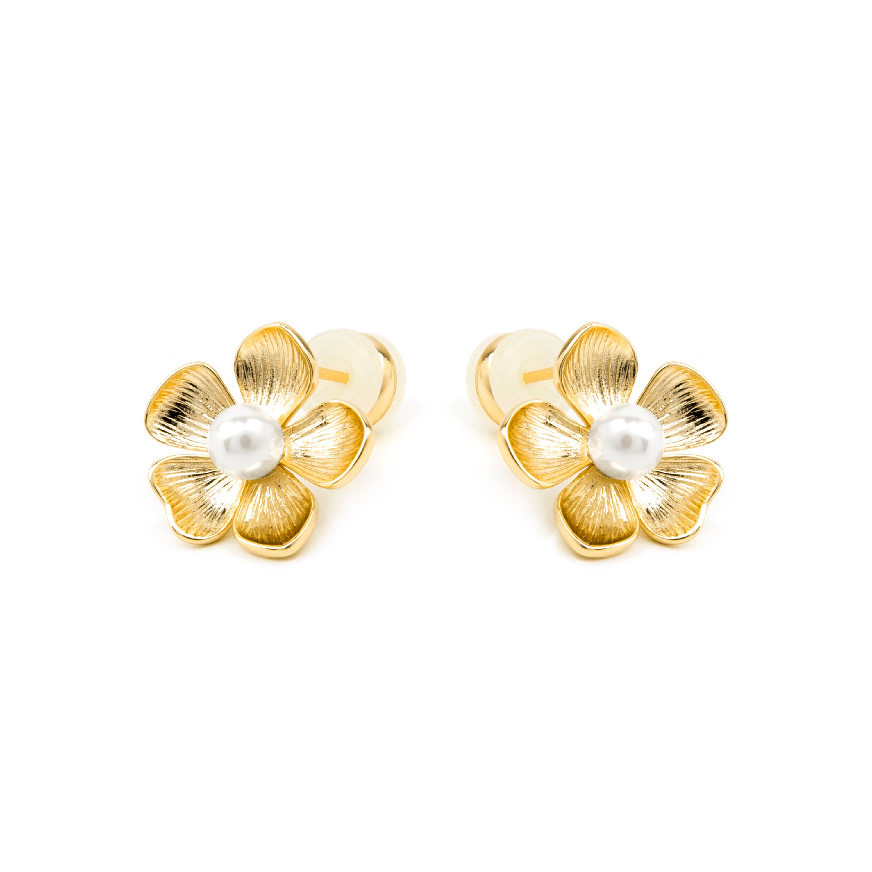 Ohrringe mit weißer Perle, 18k Gold-Finish - Miclaw