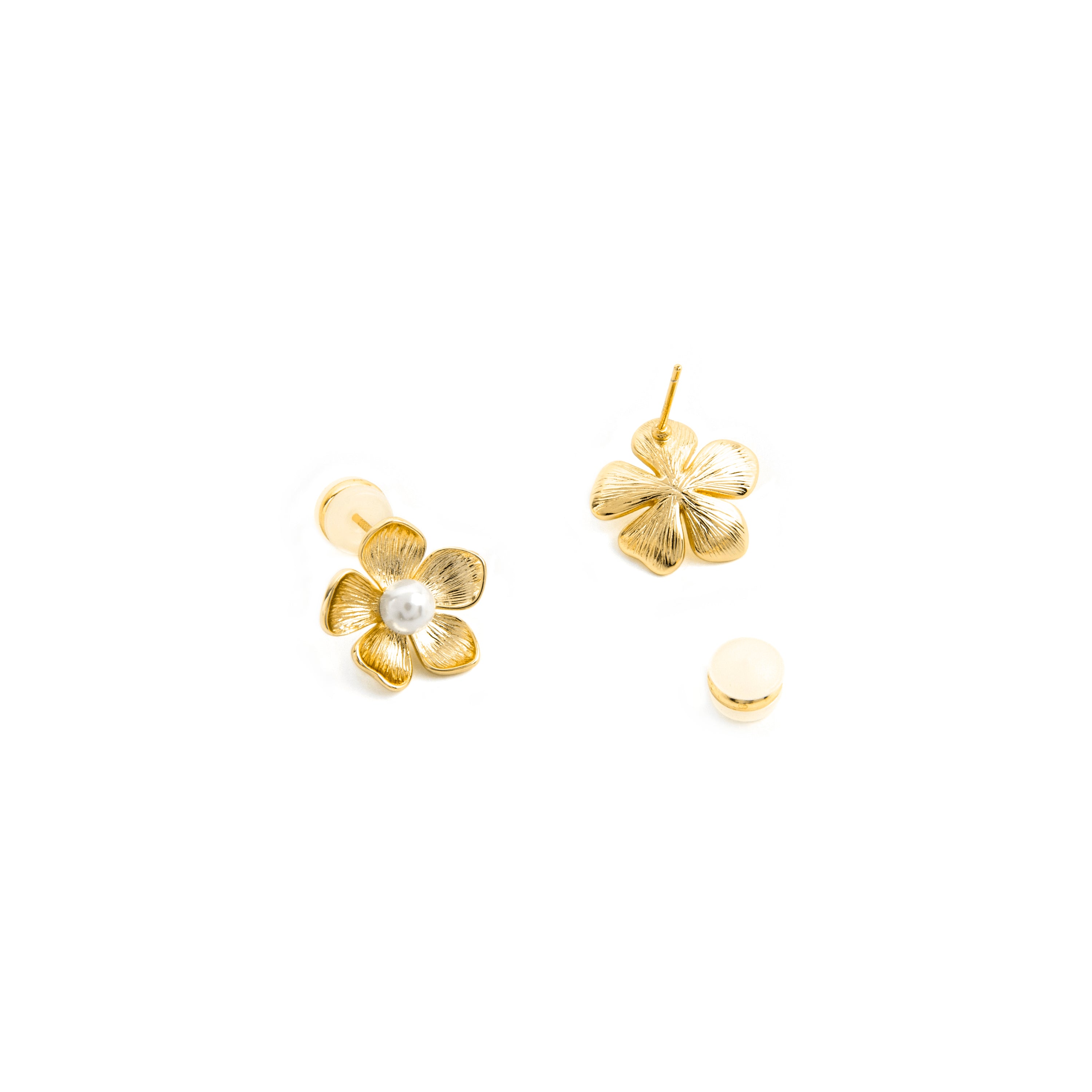 Ohrringe mit weißer Perle, 18k Gold-Finish - Miclaw