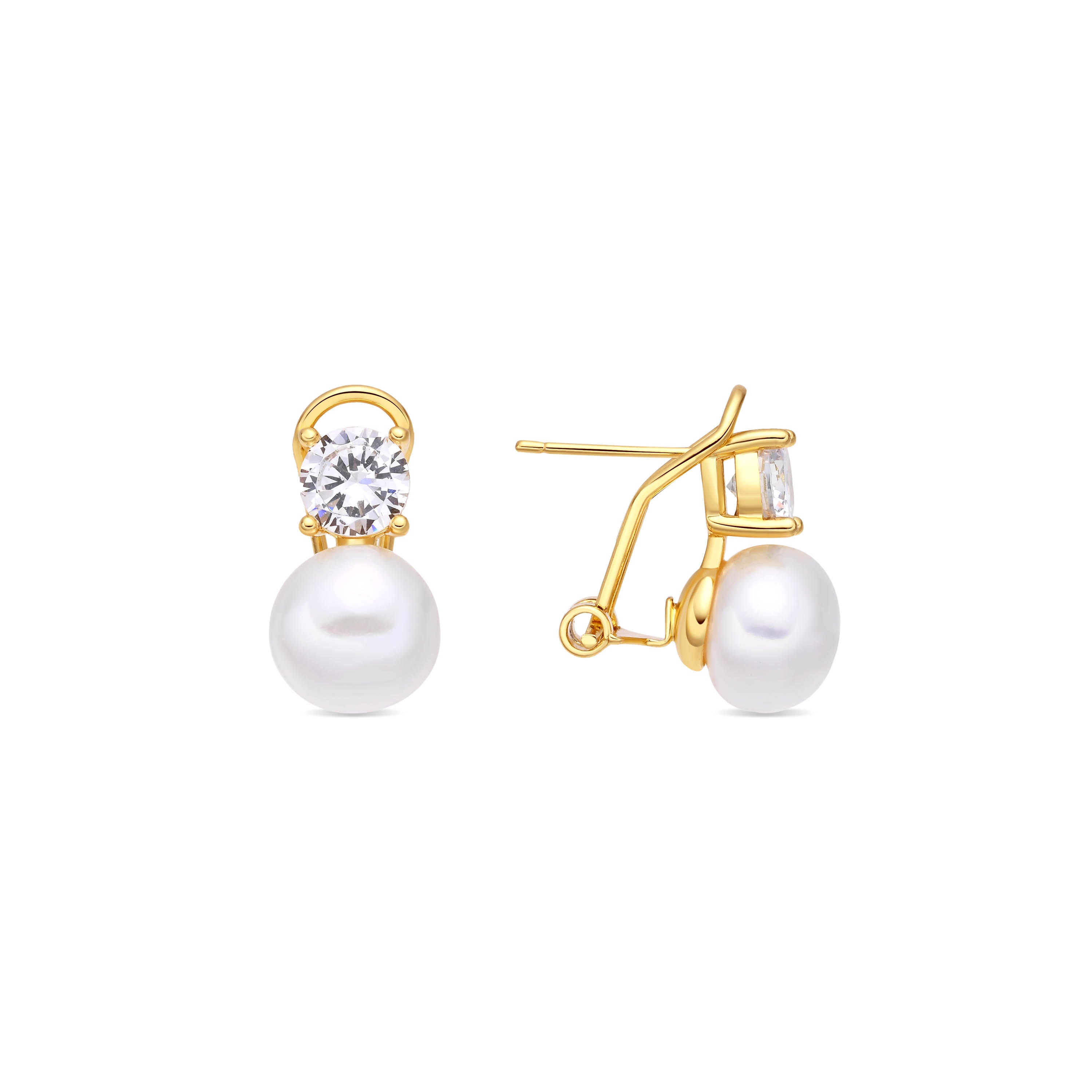 Pendientes de Perla Blanca acabado en oro amarillo de 18k - Rokay