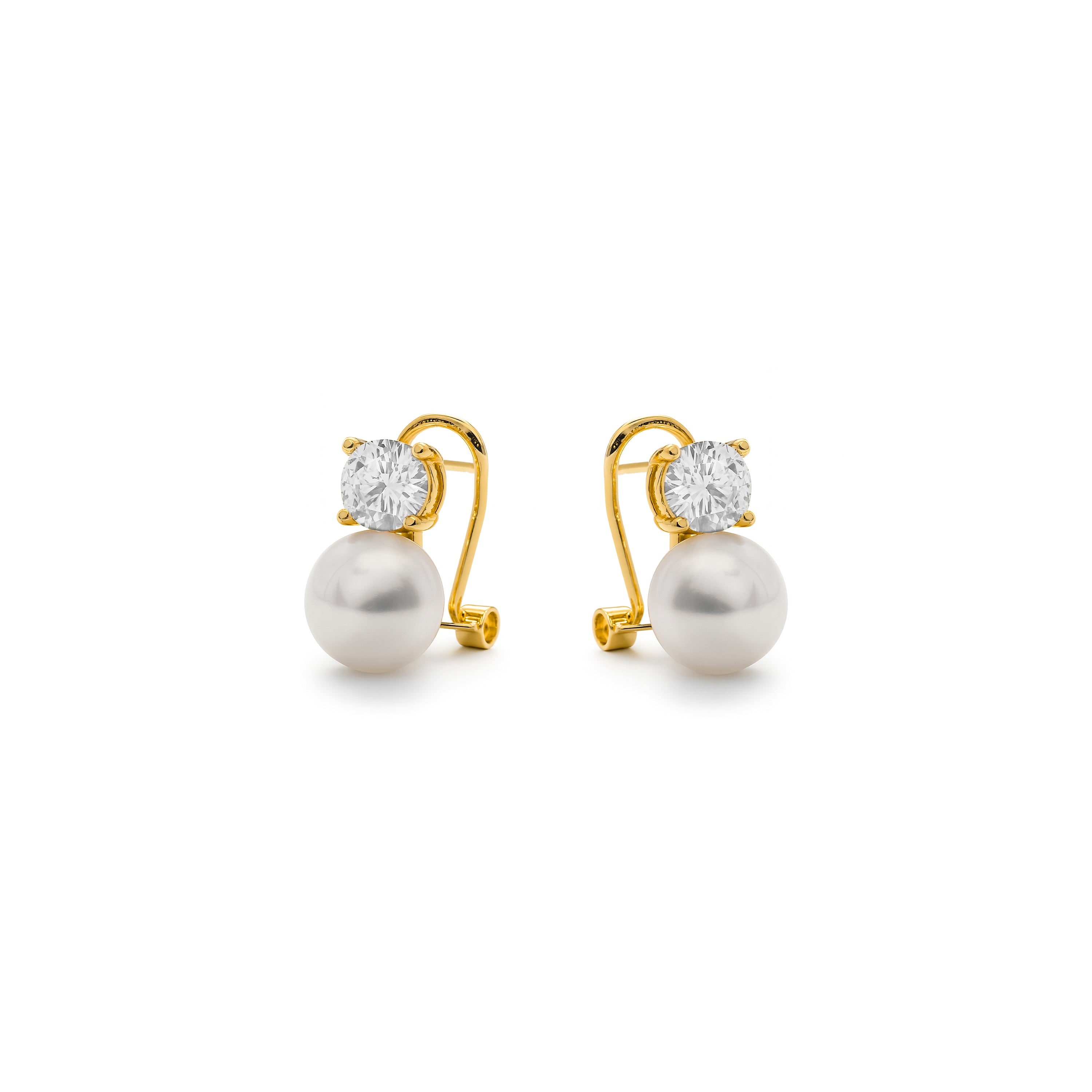 Pendientes de Perla Blanca acabado en oro amarillo de 18k - Jae