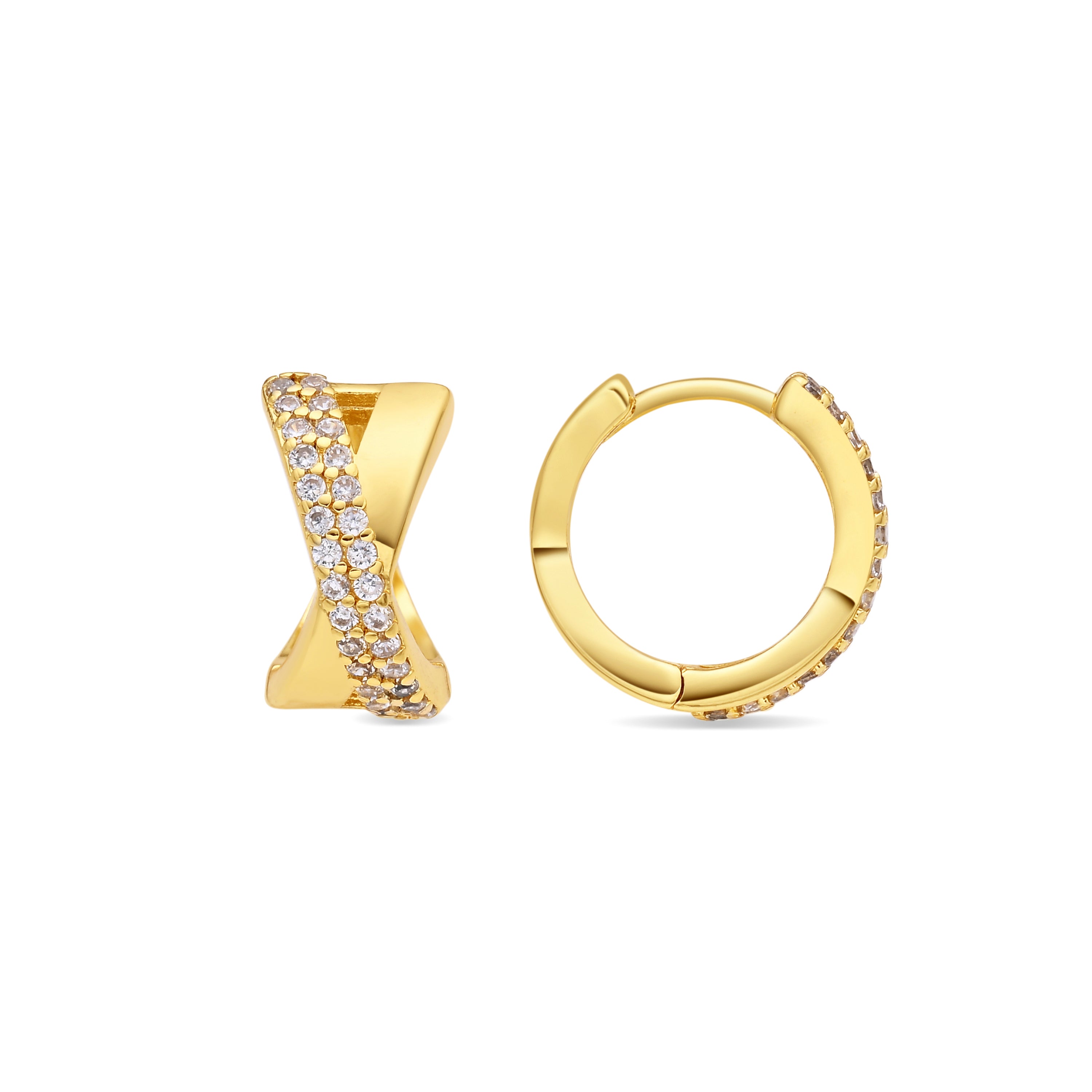 Brillanter Zirkonia-Ohrring mit 18k Gelbgold-Finish - Ihade