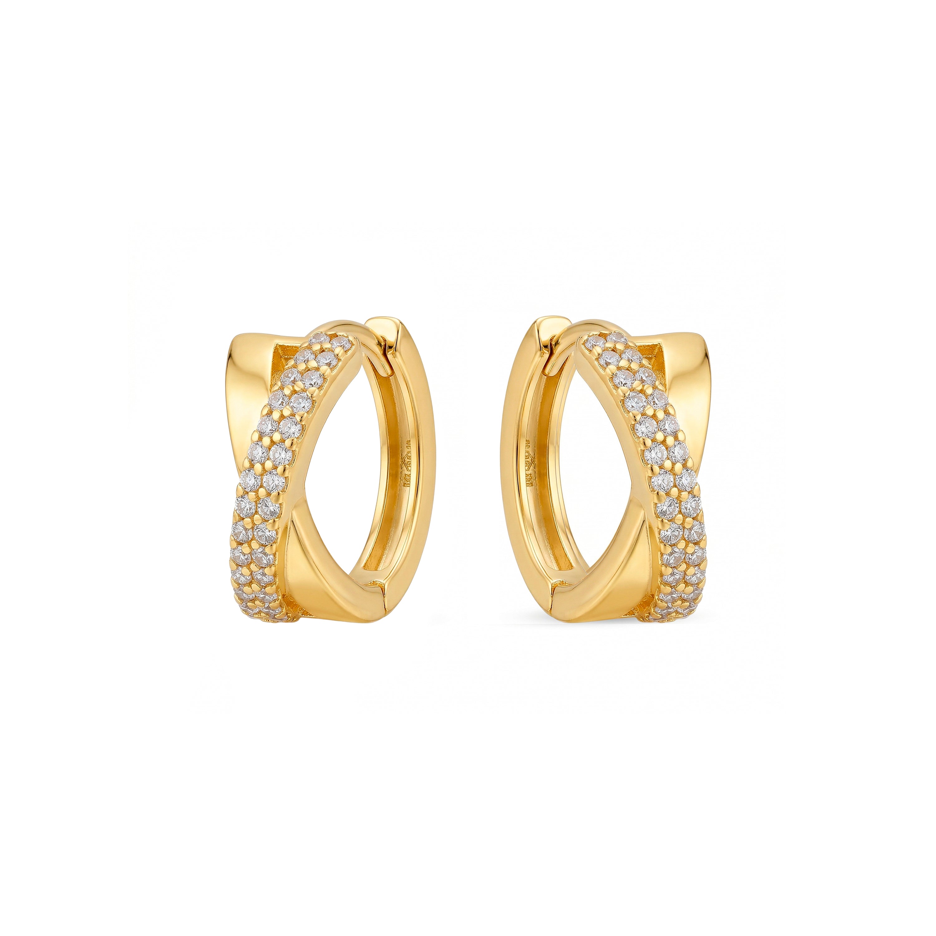 Brillanter Zirkonia-Ohrring mit 18k Gelbgold-Finish - Ihade