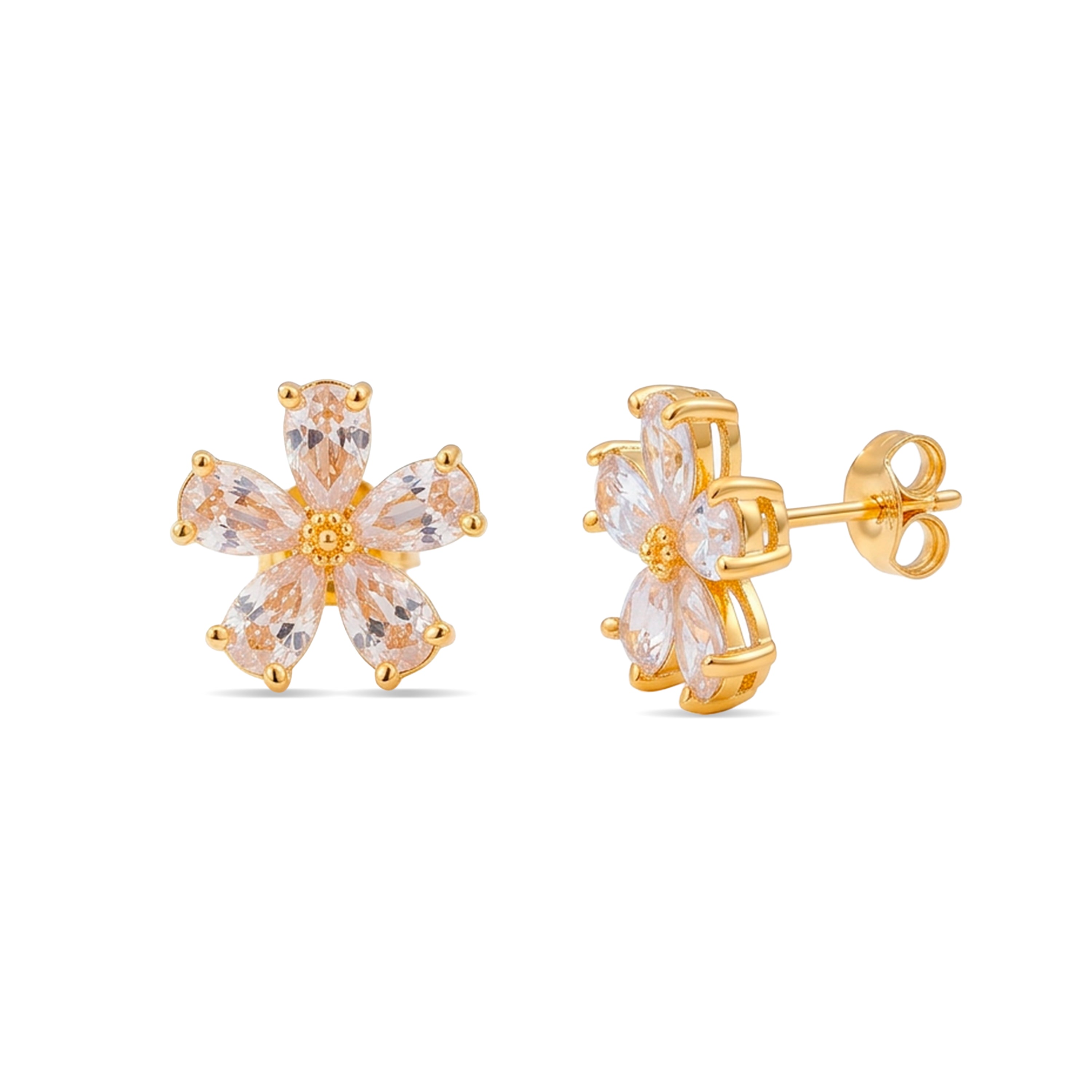Pendientes de Circonita Brillante acabado en oro amarillo de 18k - Shayus