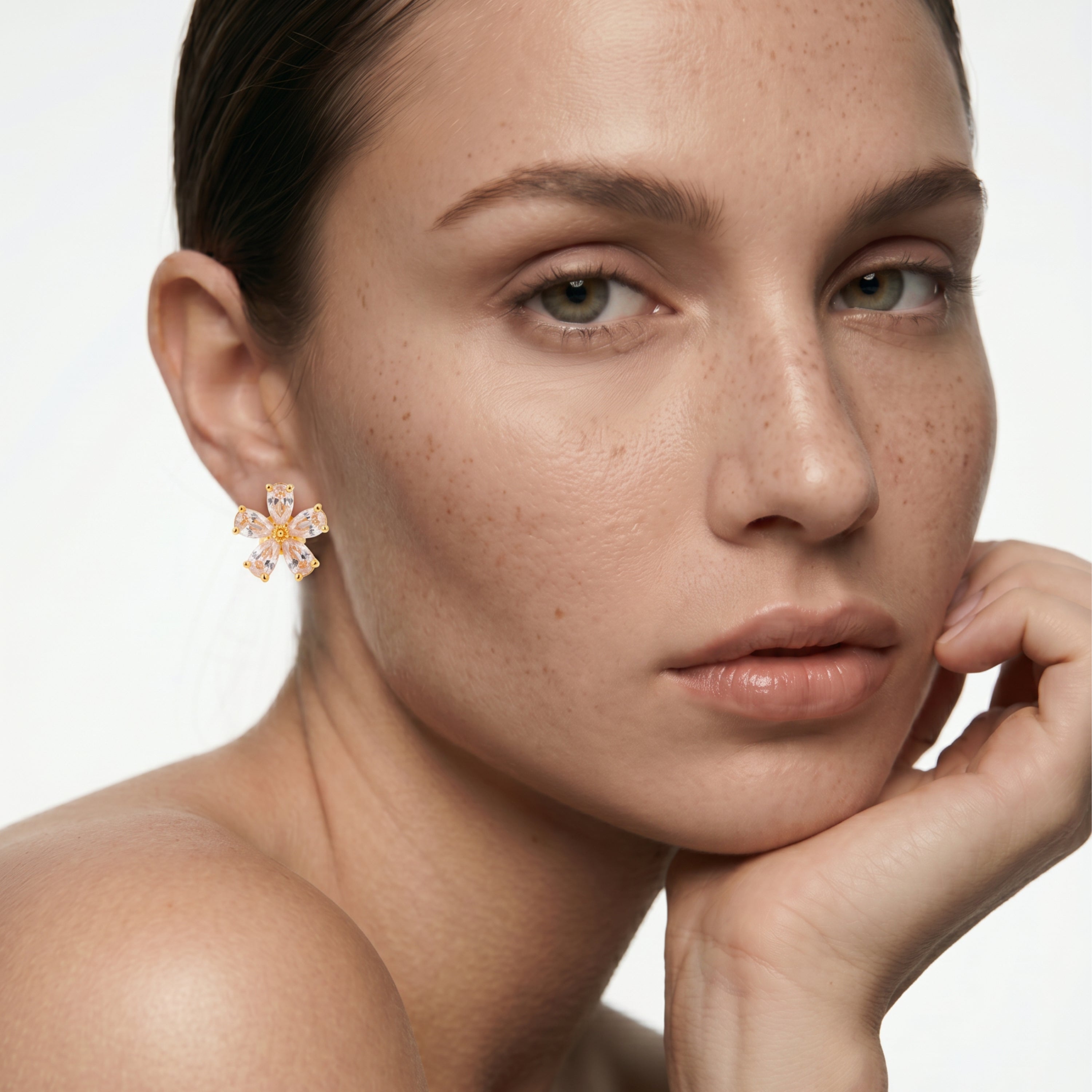 Boucles d'oreilles en zircon brillant finition or jaune 18 carats - Shayus