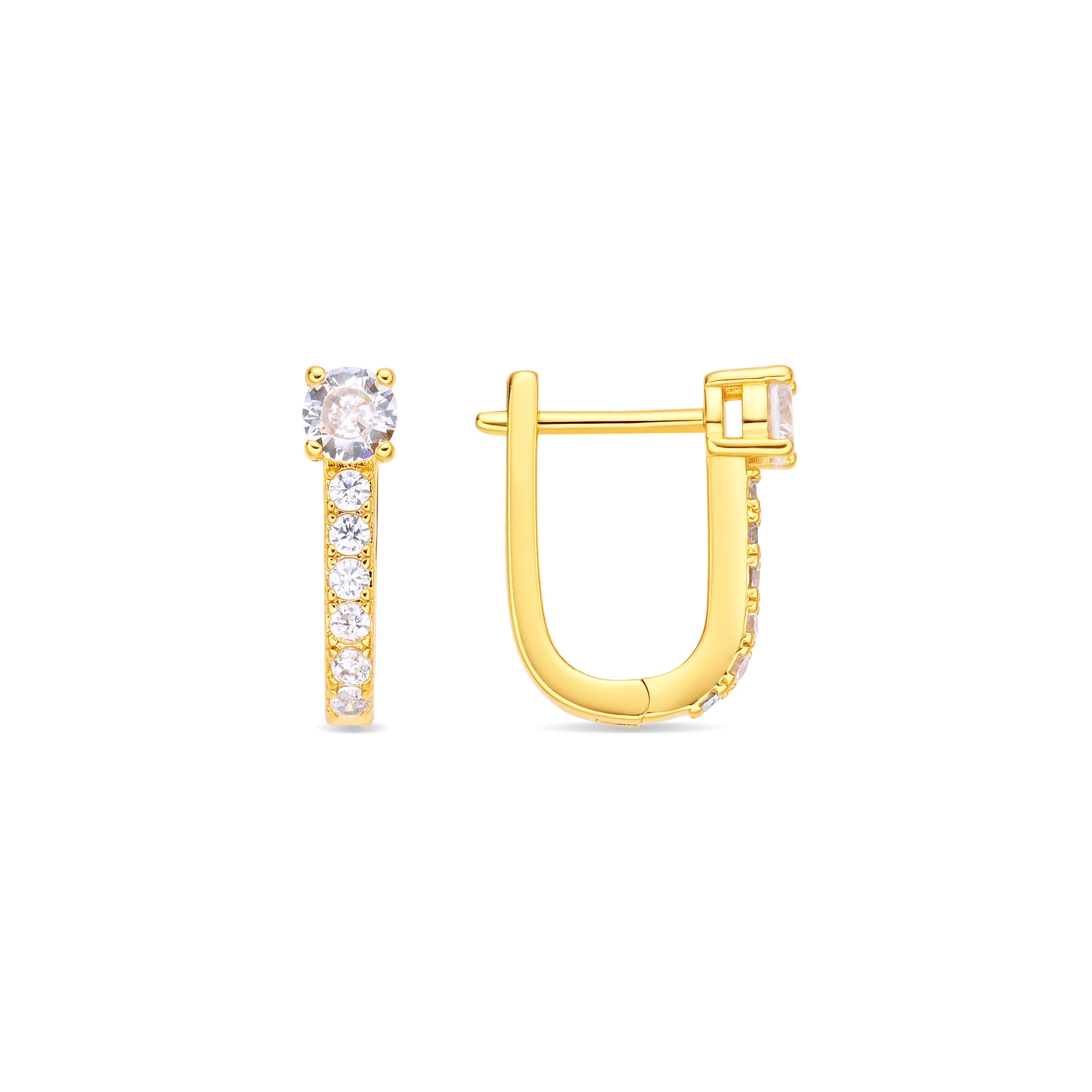 Boucles d'oreilles en zircon brillant finition or jaune 18 carats - Ekno