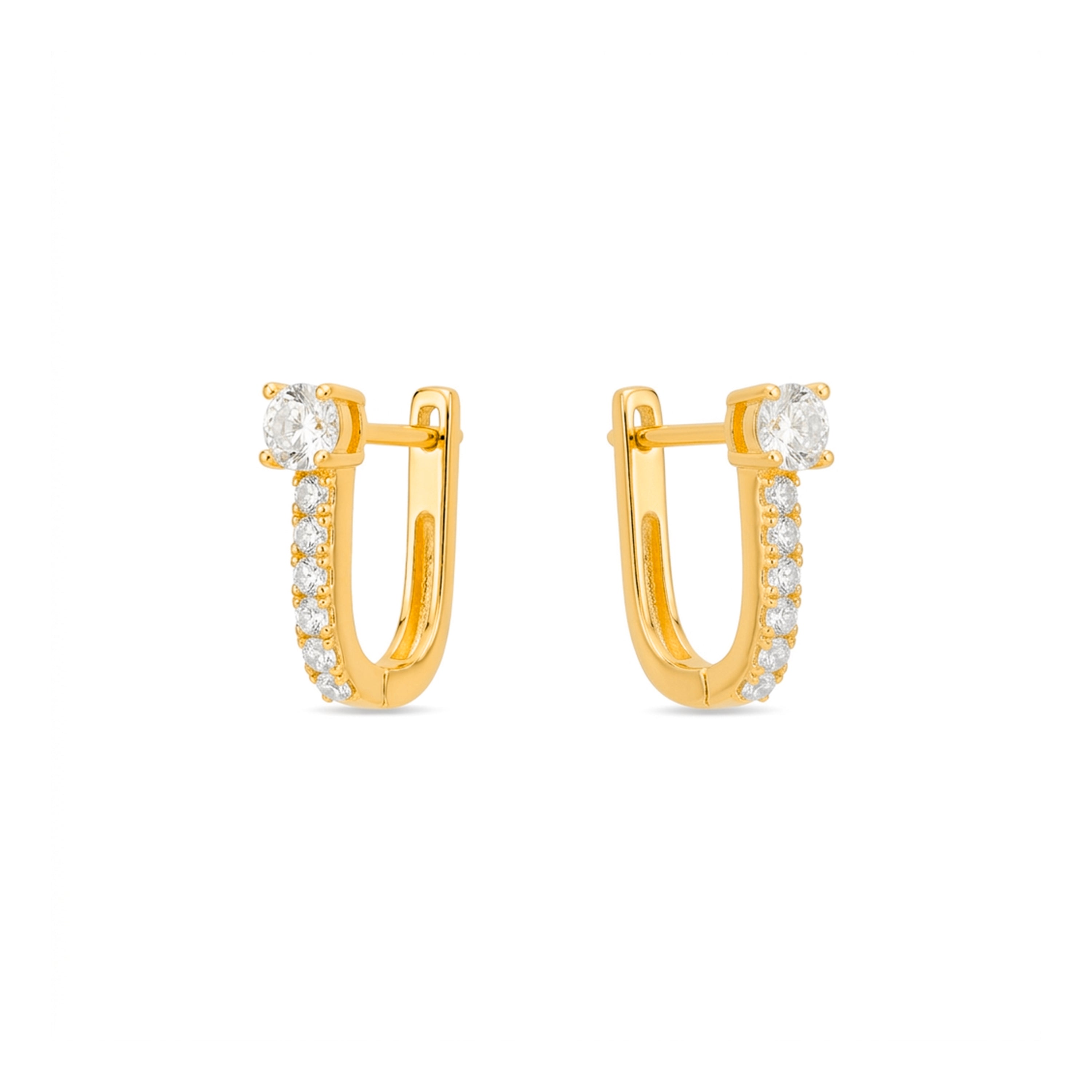 Boucles d'oreilles en zircon brillant finition or jaune 18 carats - Ekno