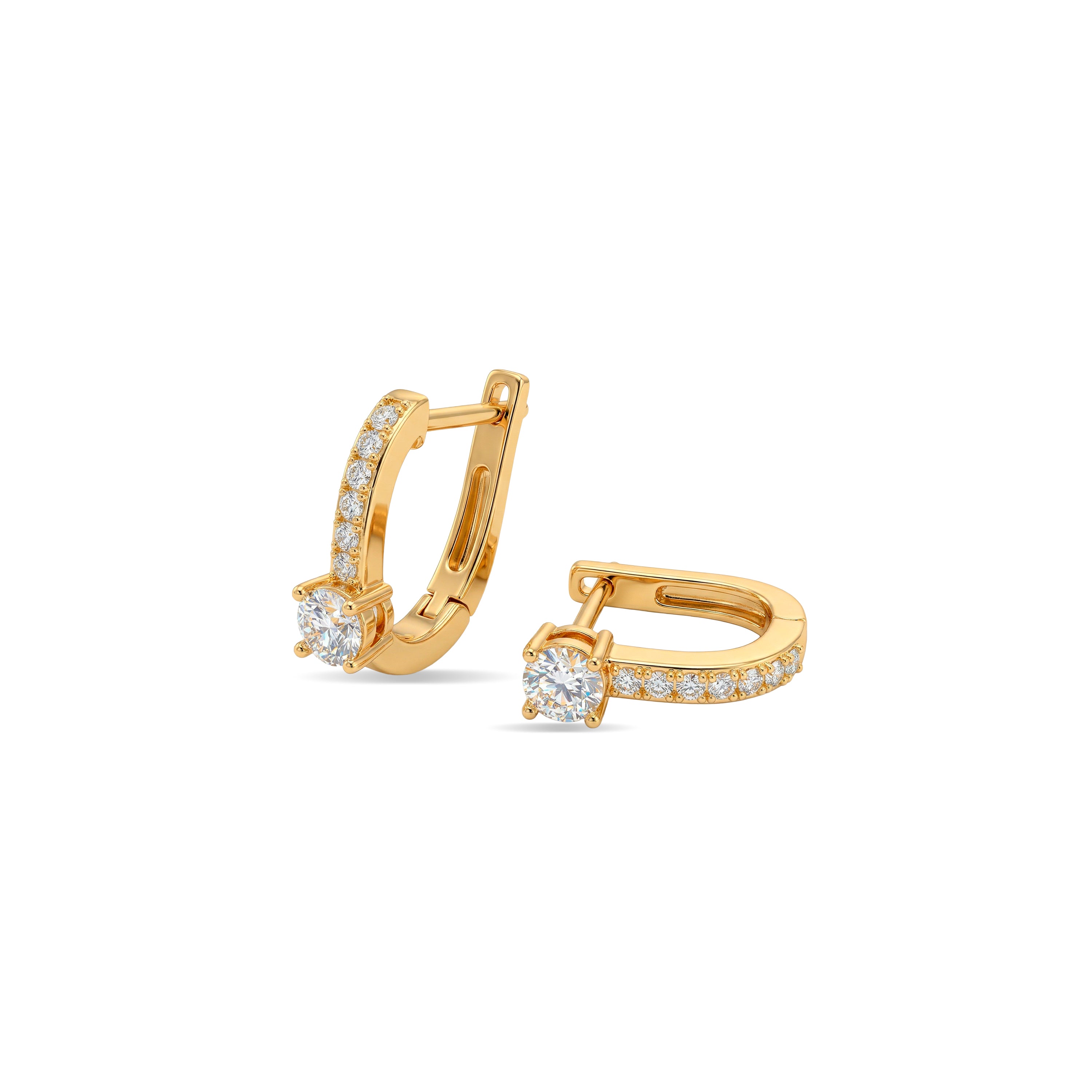 Boucles d'oreilles en zircon brillant finition or jaune 18 carats - Ekno