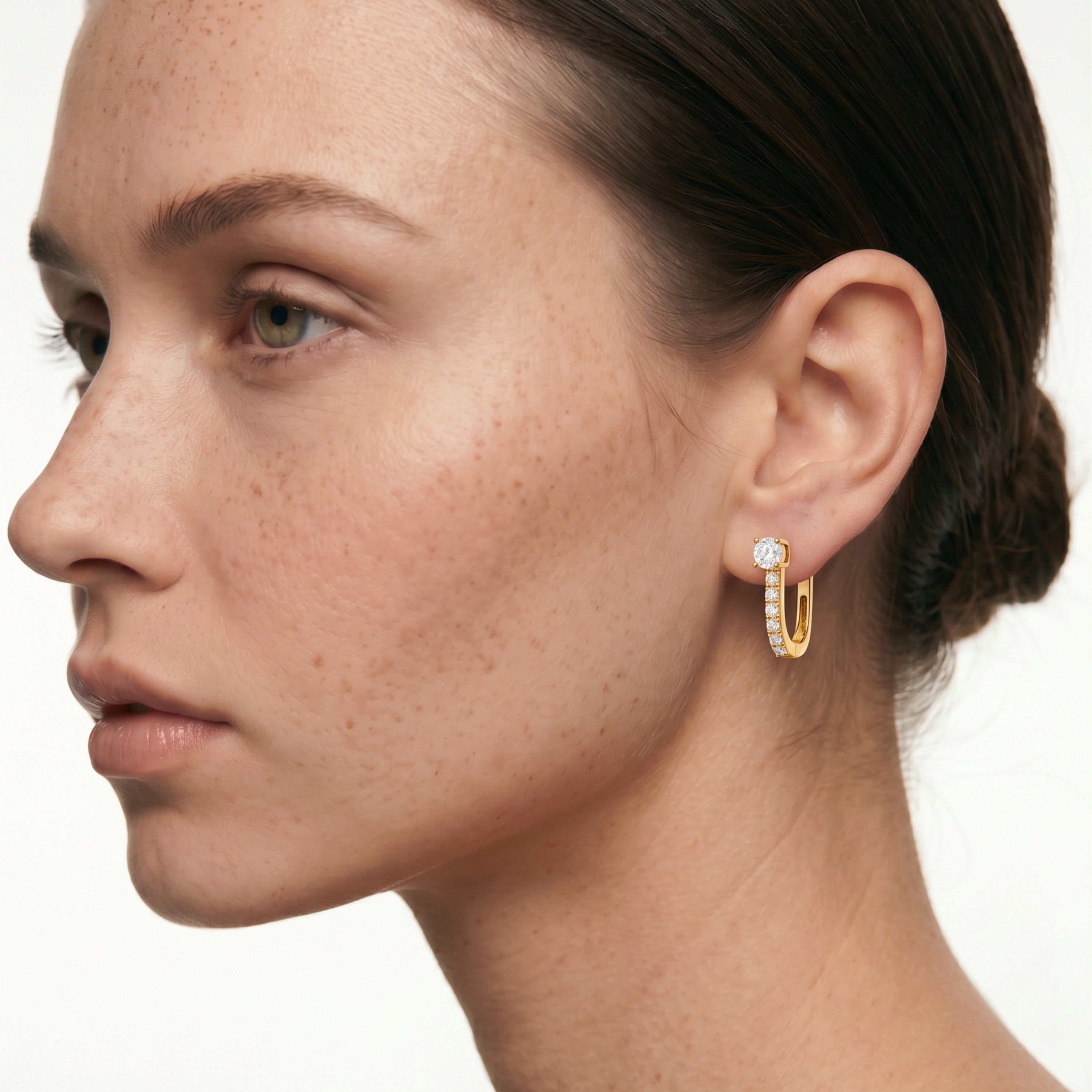 Boucles d'oreilles en zircon brillant finition or jaune 18 carats - Ekno
