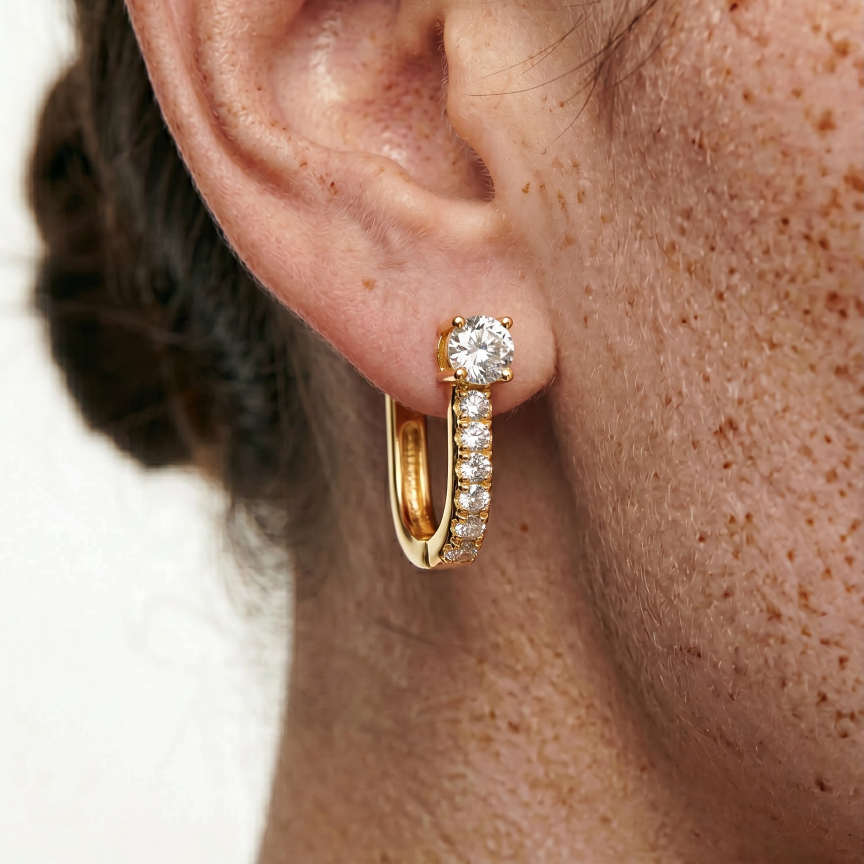 Boucles d'oreilles en zircon brillant finition or jaune 18 carats - Ekno