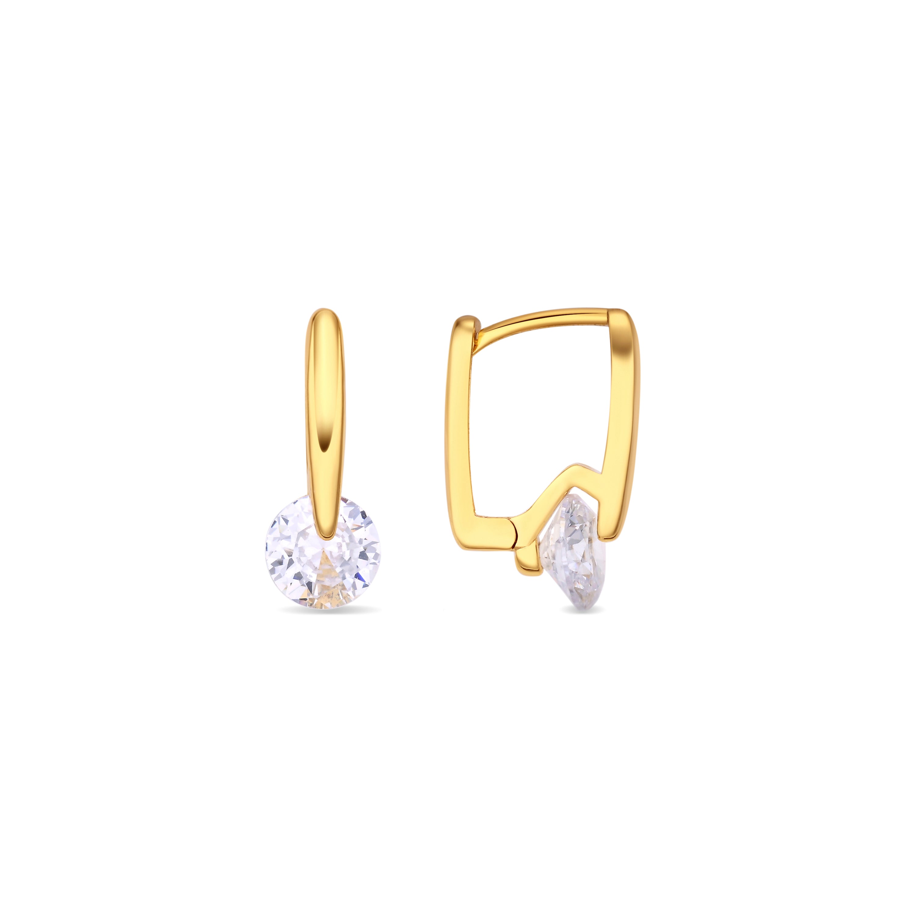 18k Yellow Gold Finish Sparkling Cubic Zirconia Earrings - Loranli