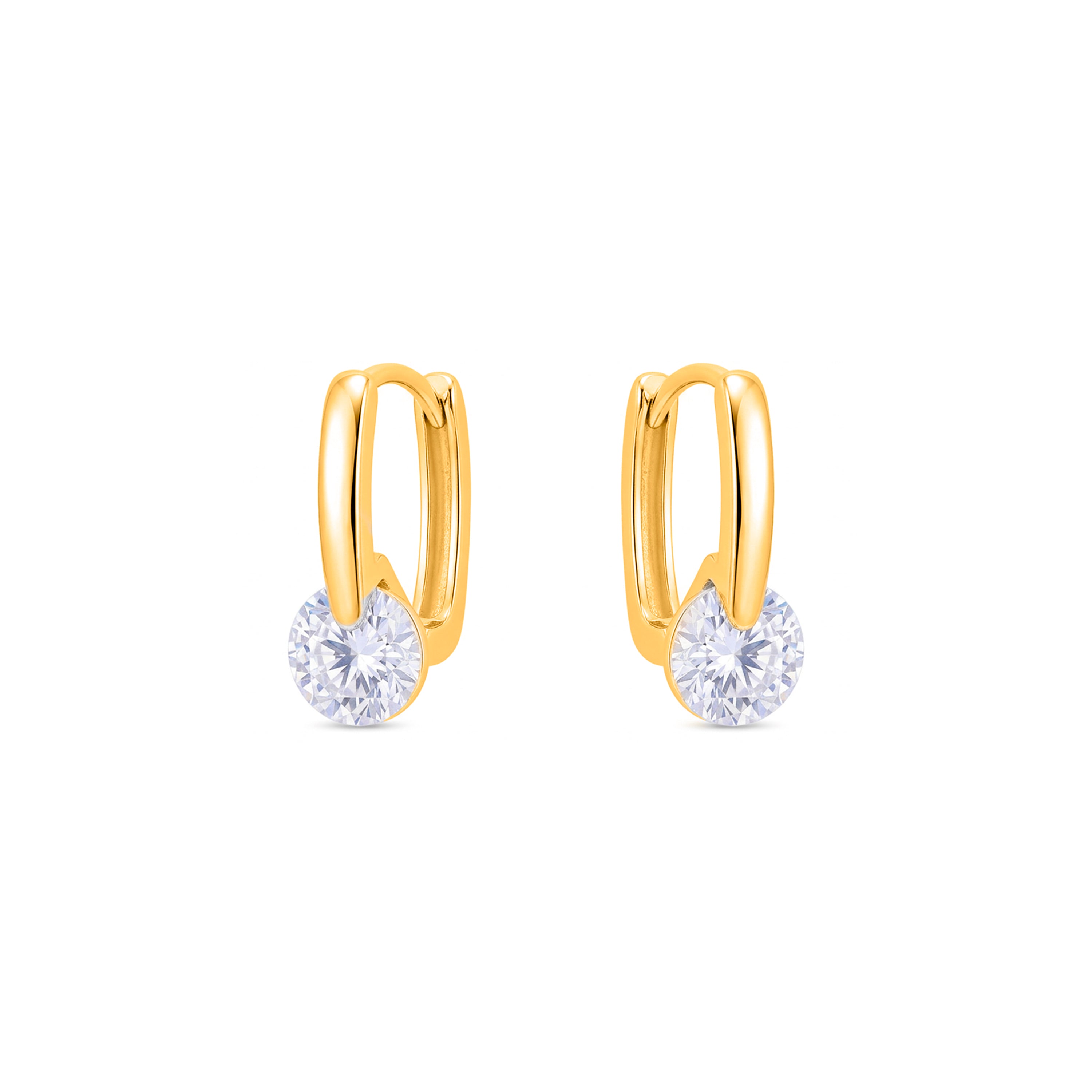 18k Yellow Gold Finish Sparkling Cubic Zirconia Earrings - Loranli